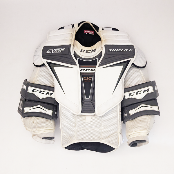 CCM Extreme Flex Shield II - Used Pro Stock Goalie Chest Protector (White/Grey)