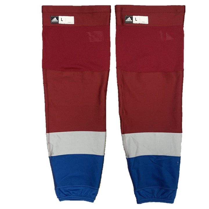NHL Used Pro Stock Adidas Hockey Socks Colorado Avalanche (Maroon)
