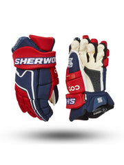 Sherwood Code Encrypt Pro - Retail Hockey Glove - Junior (Navy/Red/White)