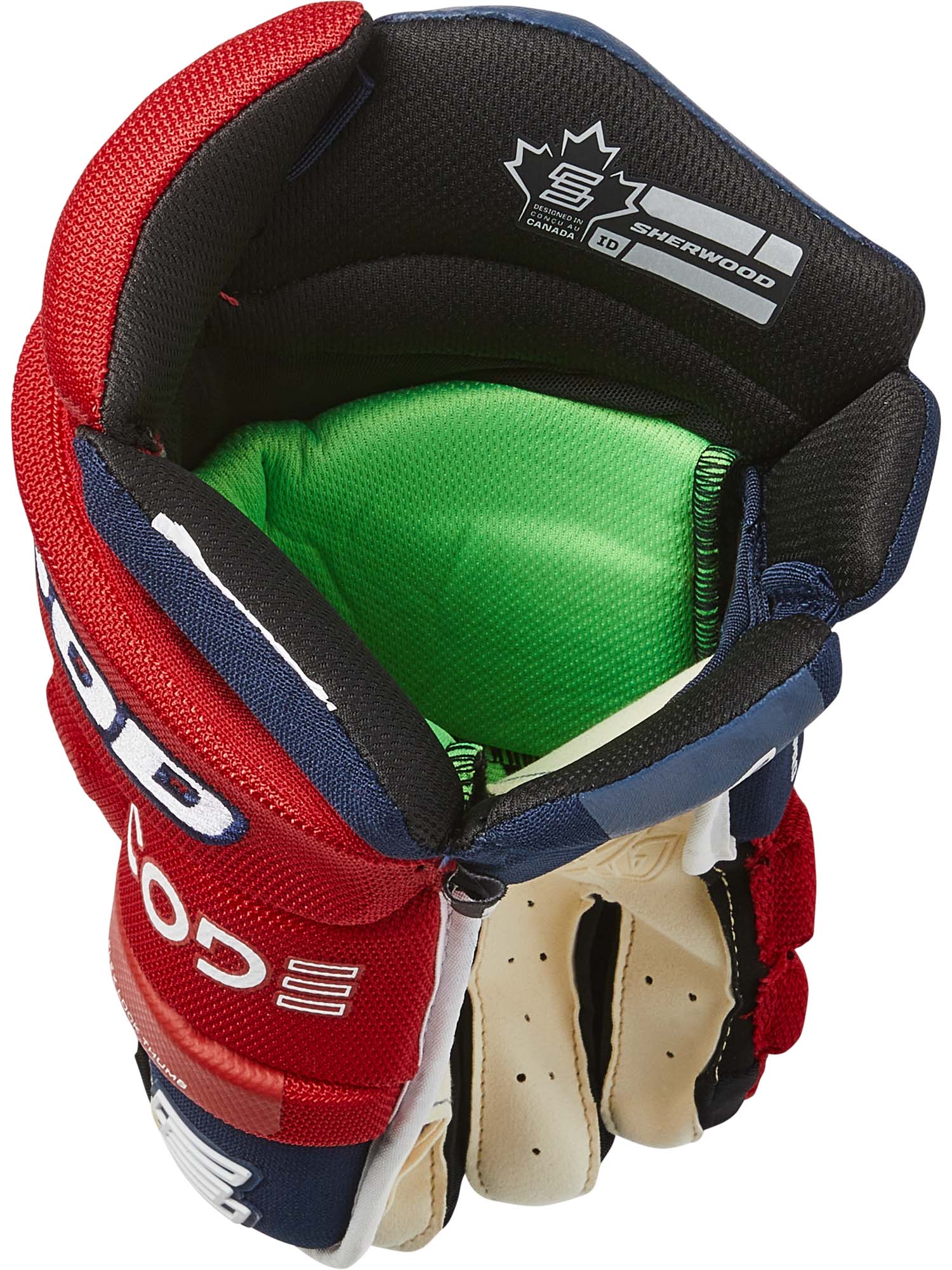 Sherwood Code Encrypt Pro - Retail Hockey Glove - Junior (Navy/Red/White)