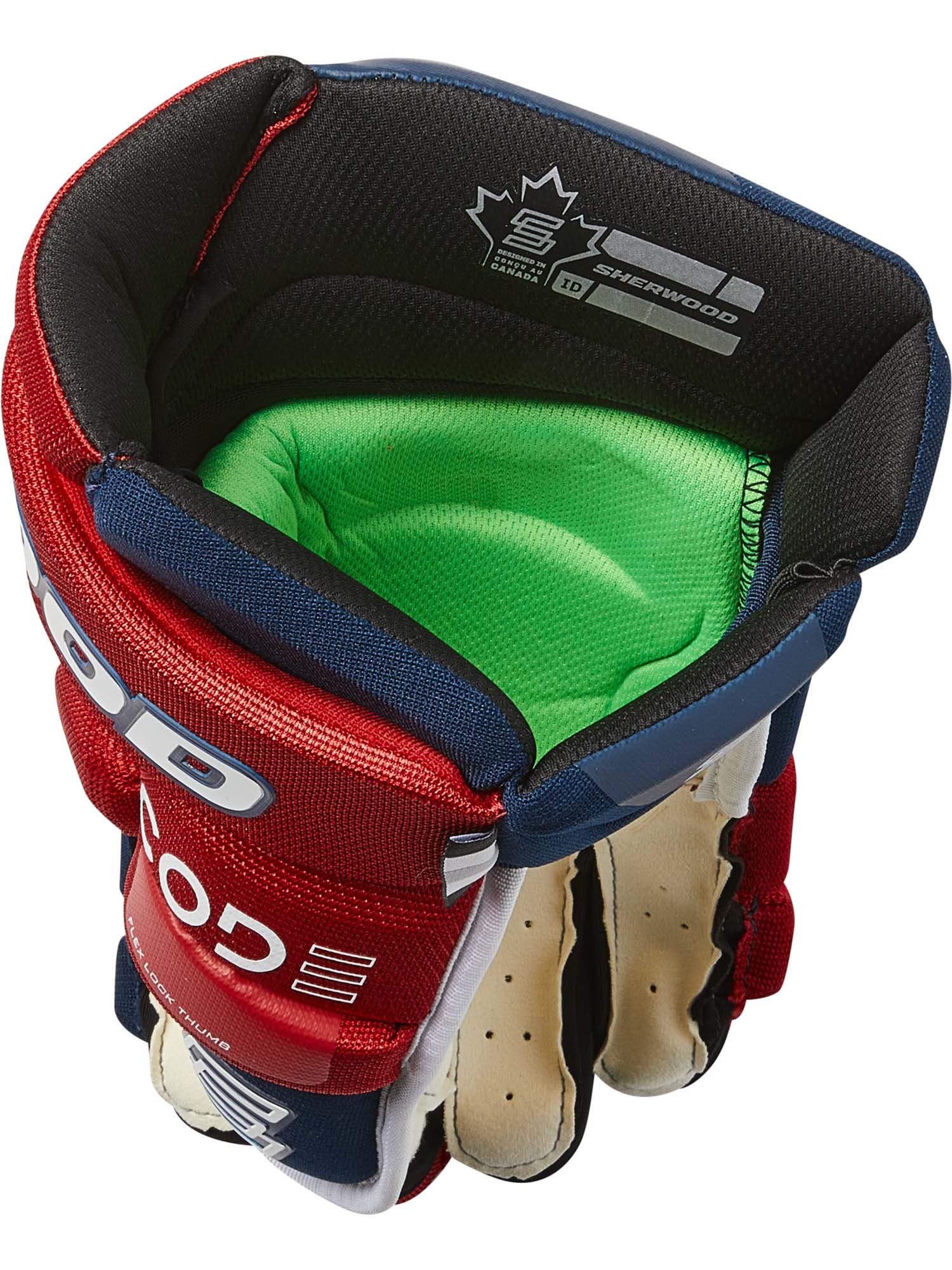 Sherwood Code Encrypt 1 - Retail Hockey Glove - Senior (Navy/Red/White)