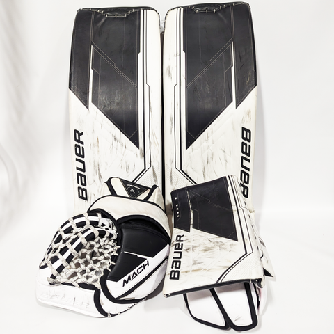 Bauer Supreme Mach Used Pro Stock Senior Goalie Pad Set (Black/White