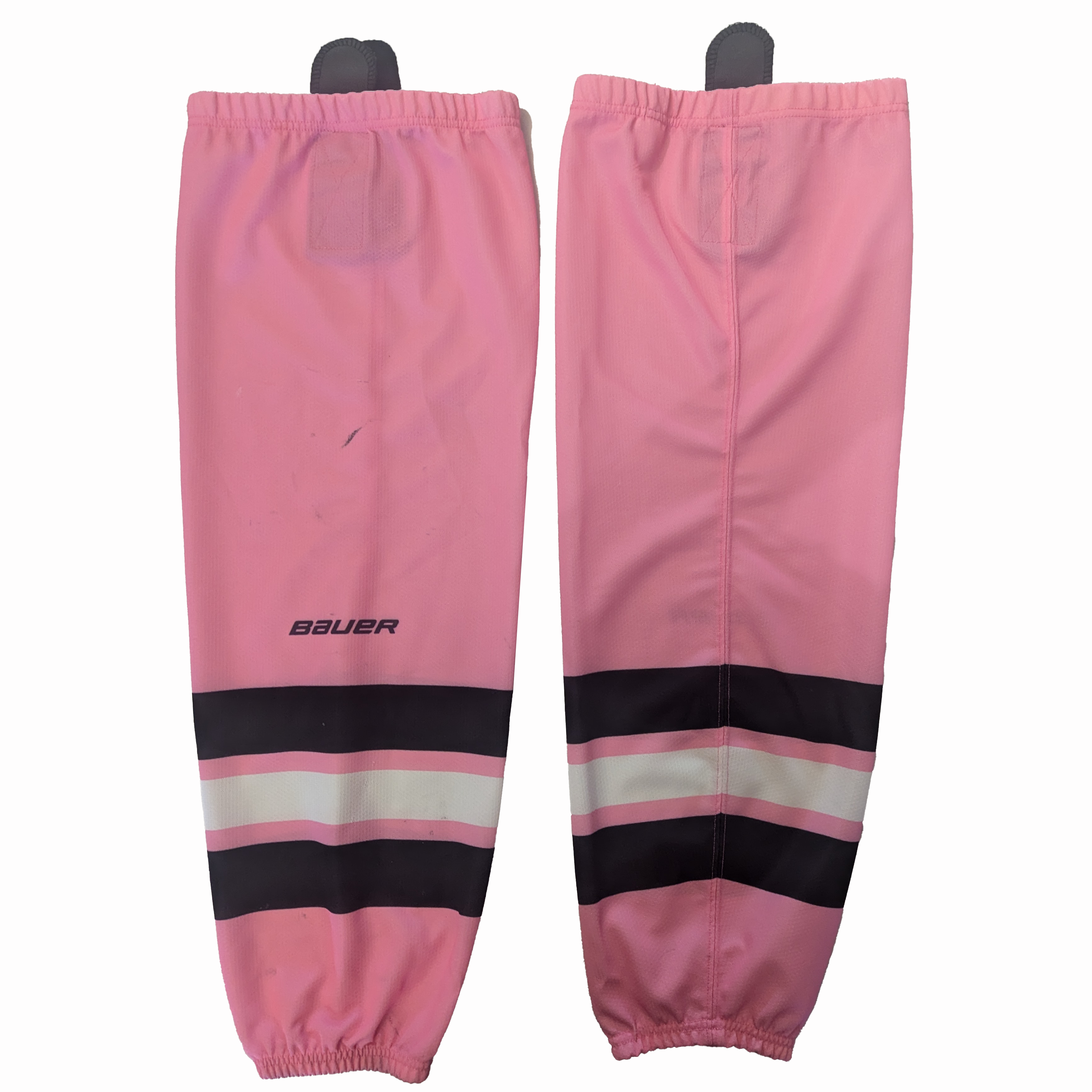 Bauer - Chaussettes de hockey usagées (rose/blanc/noir)