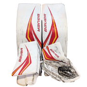 Bauer Vapor HyperLite - Ensemble complet de gardien de but Pro Stock d'occasion AHL (blanc/rouge/jaune)