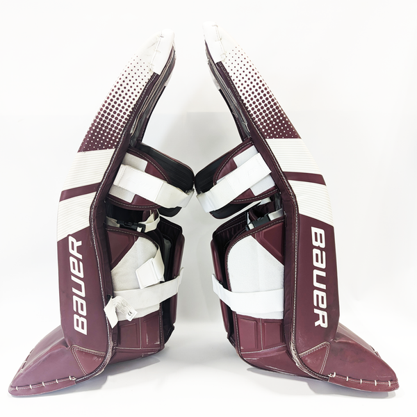 Bauer Supreme Ultrasonic - Used Pro Stock Goalie Leg Pads (Maroon/White)