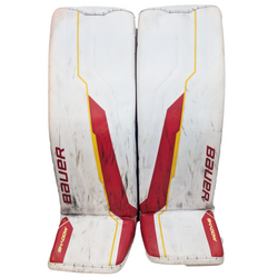 Bauer Supreme Shadow - Ensemble complet de gardien de but AHL Pro Stock d'occasion (blanc/rouge/jaune)