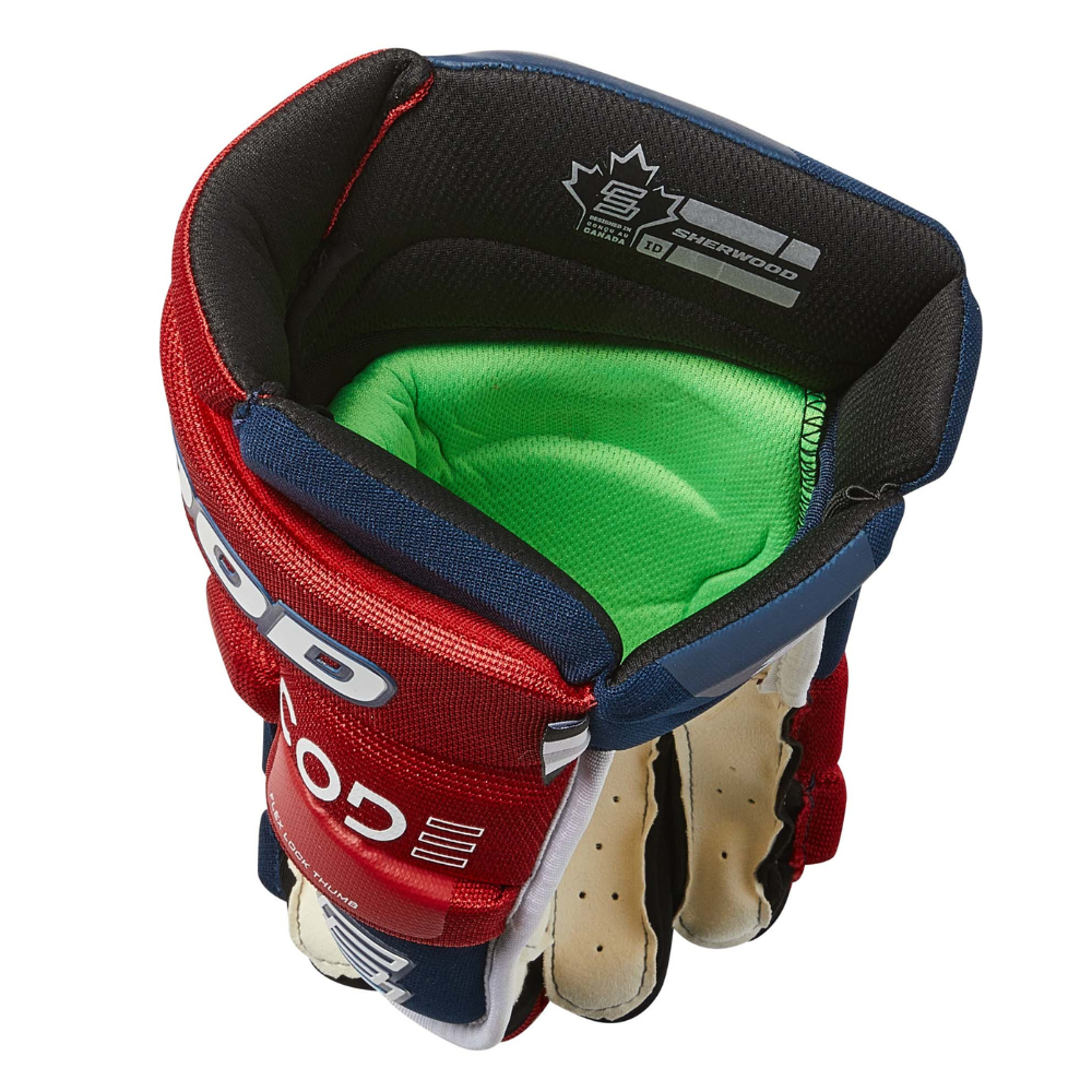 Sherwood Code Encrypt 1 - Retail Hockey Glove - Senior (Navy/Red/White)