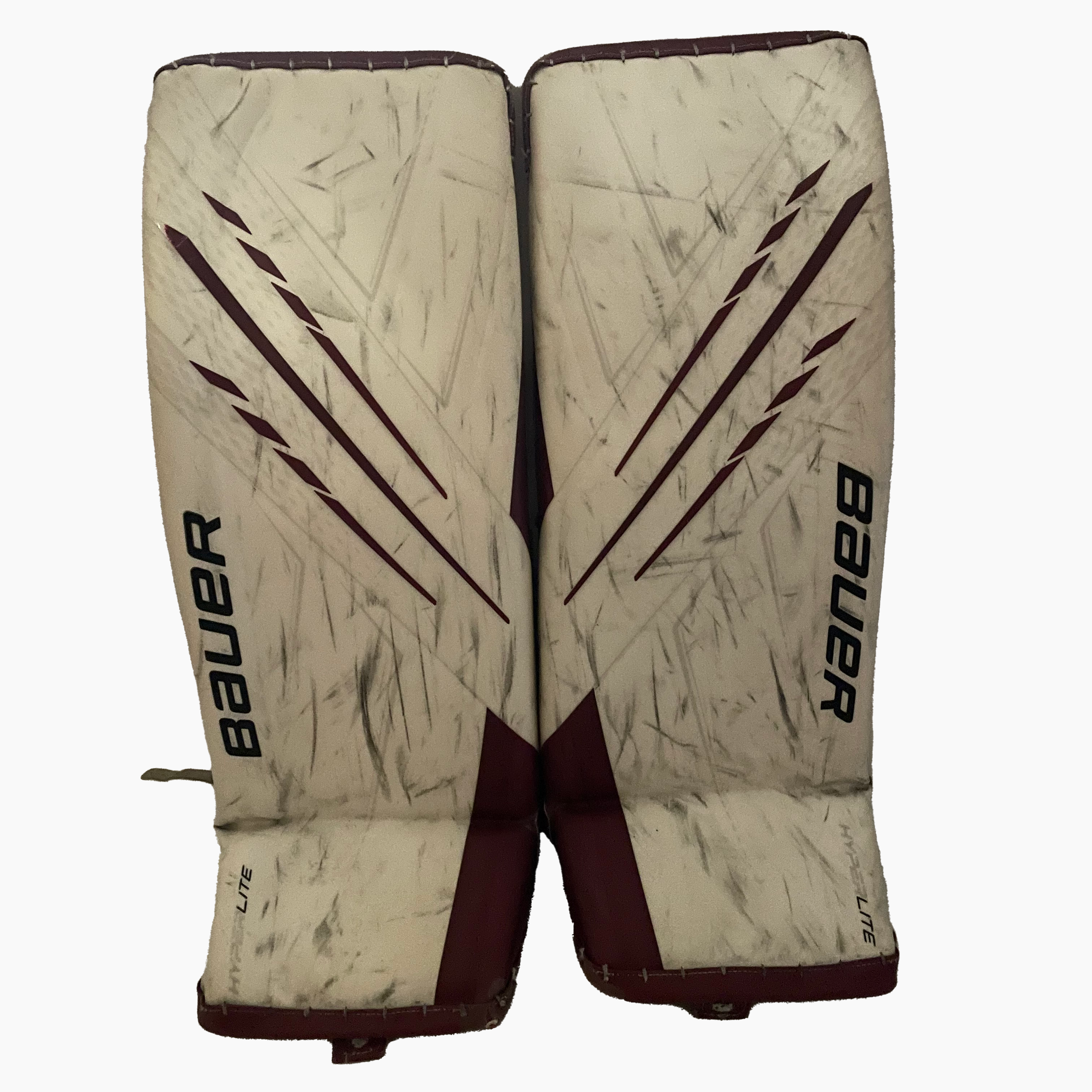 Bauer Vapor Hyperlite - Jambières de gardien senior Pro Stock d'occasion (blanc/marron)