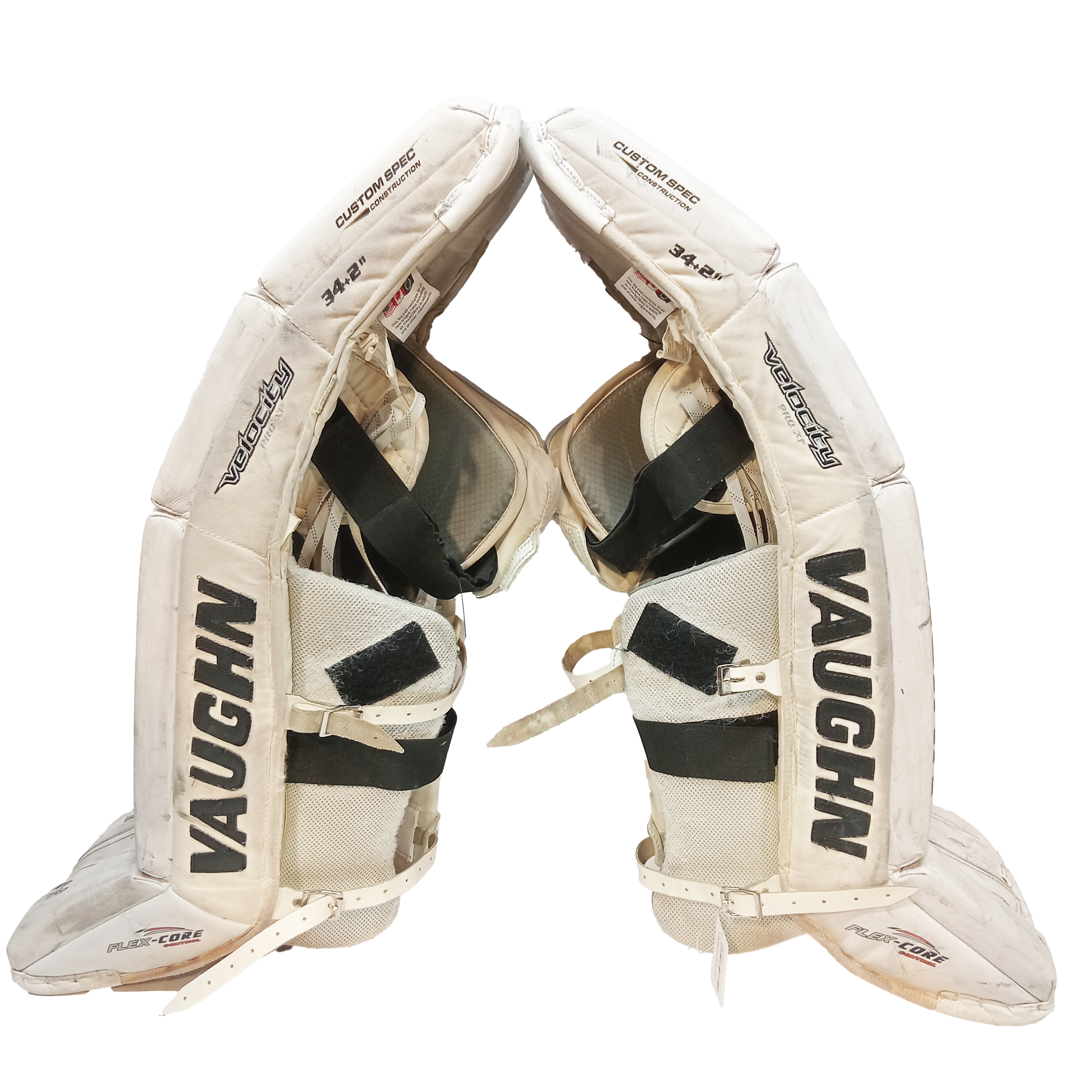 Vaughn Velocity V7 - Jambières de gardien de but Pro Stock d'occasion (blanches)