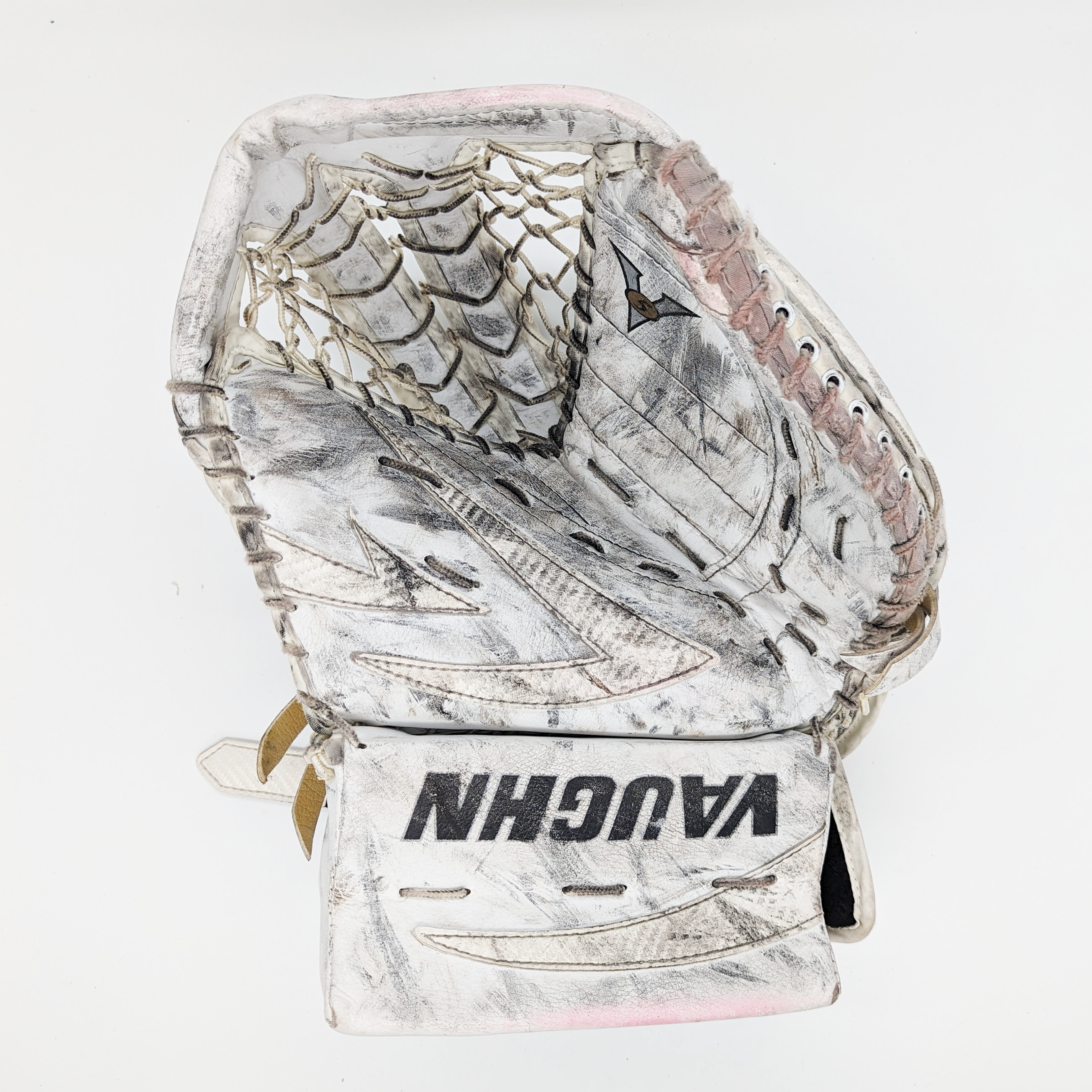 Vaughn 7460 Velocity V5 - Used Regular Pro Stock Goalie Glove (White)