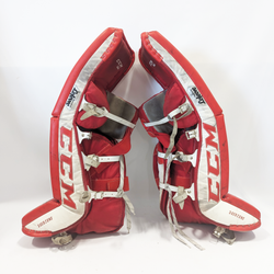 CCM Extreme Flex III - Jambières de gardien de but senior Pro Stock d'occasion (blanc/rouge)