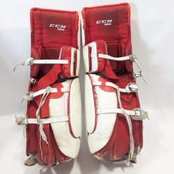 CCM Extreme Flex III - Jambières de gardien de but senior Pro Stock d'occasion (blanc/rouge)