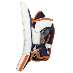CCM Extreme Flex 4 - Bloqueur de gardien de but WHL Pro Stock d'occasion (blanc/bleu marine/orange)