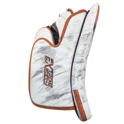 CCM Extreme Flex 4 - Bloqueur de gardien de but WHL Pro Stock d'occasion (blanc/bleu marine/orange)