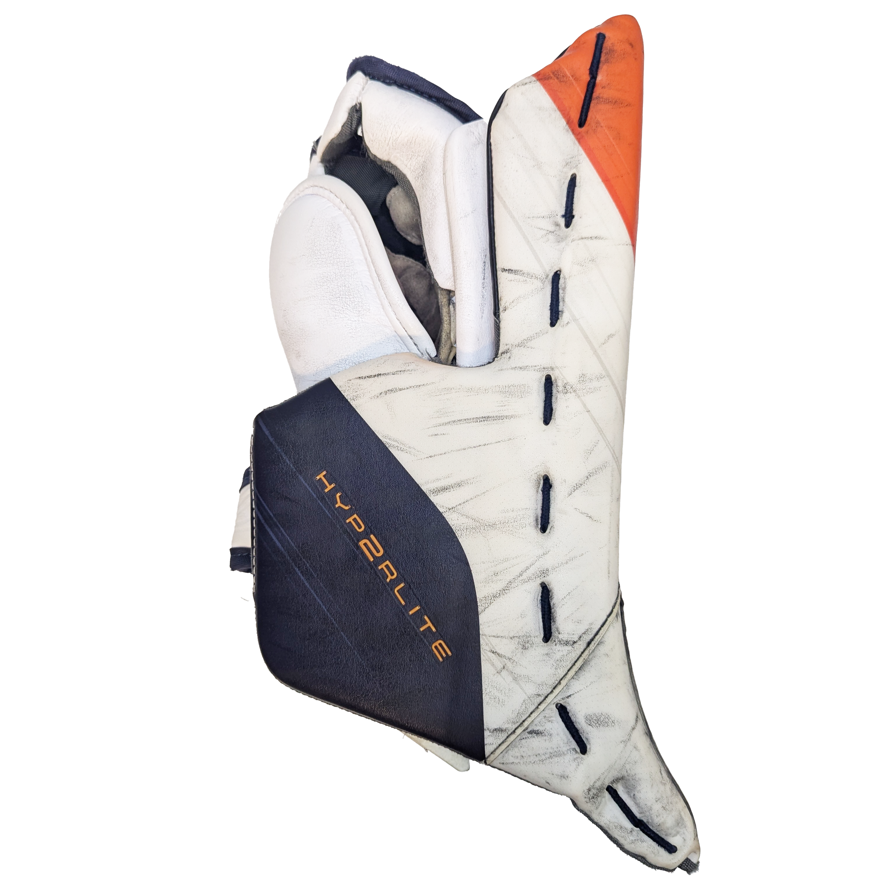 Bauer Vapor Hyperlite 2 - Bloqueur de gardien de but professionnel WHL (blanc/bleu marine/orange)