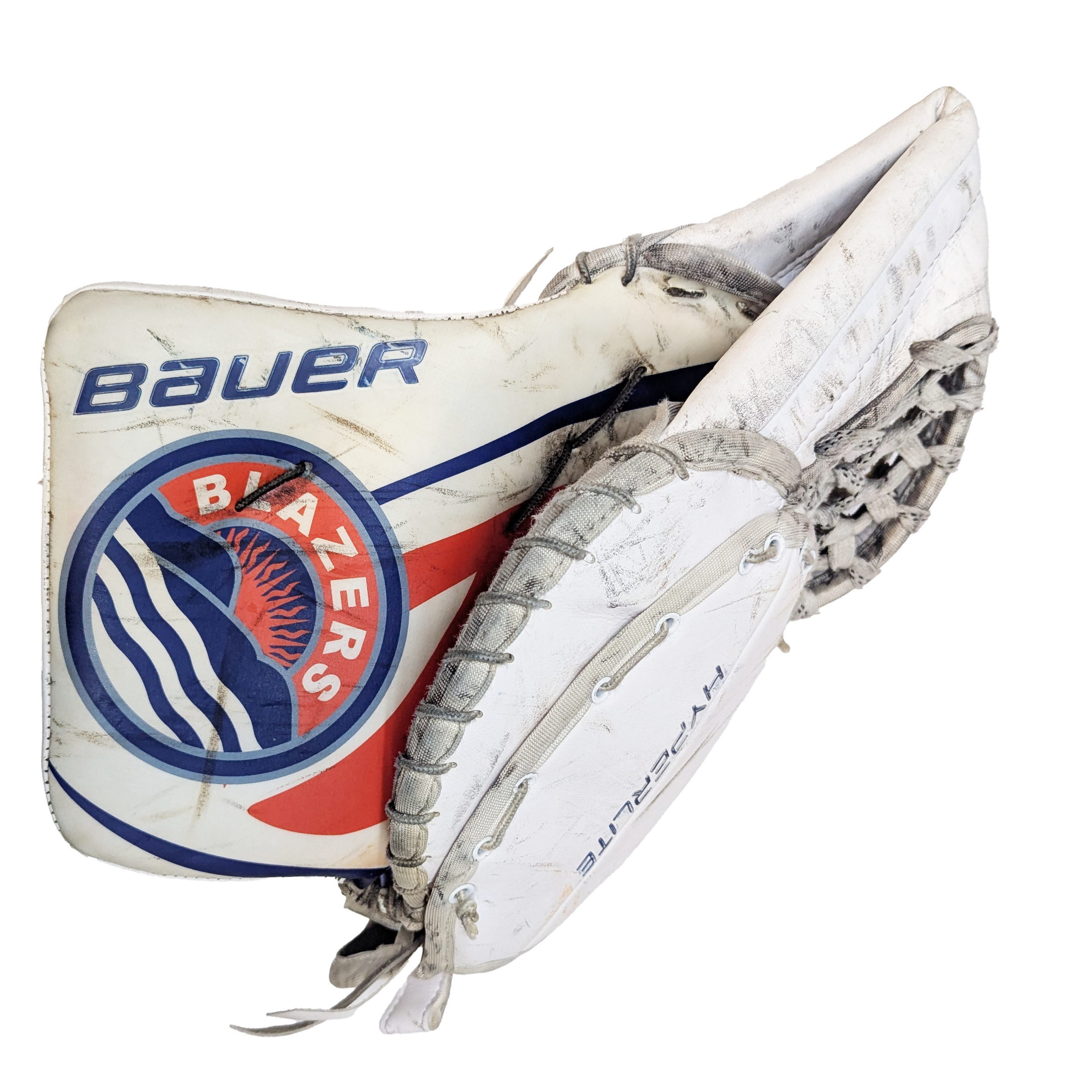 Bauer Vapor Hyperlite - Ballon de gardien de but WHL Pro Stock d'occasion (blanc/bleu marine/orange)