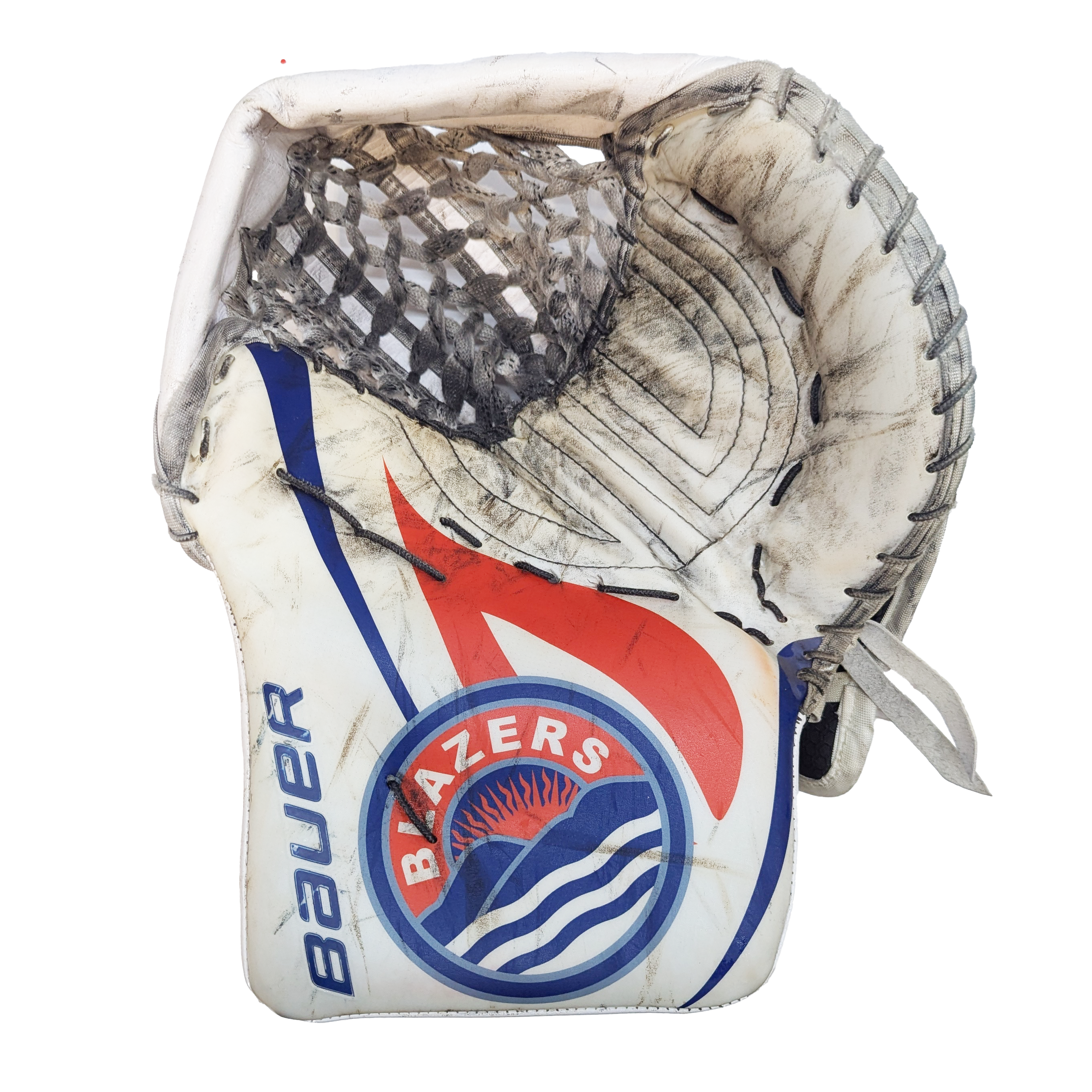 Bauer Vapor Hyperlite - Ballon de gardien de but WHL Pro Stock d'occasion (blanc/bleu marine/orange)