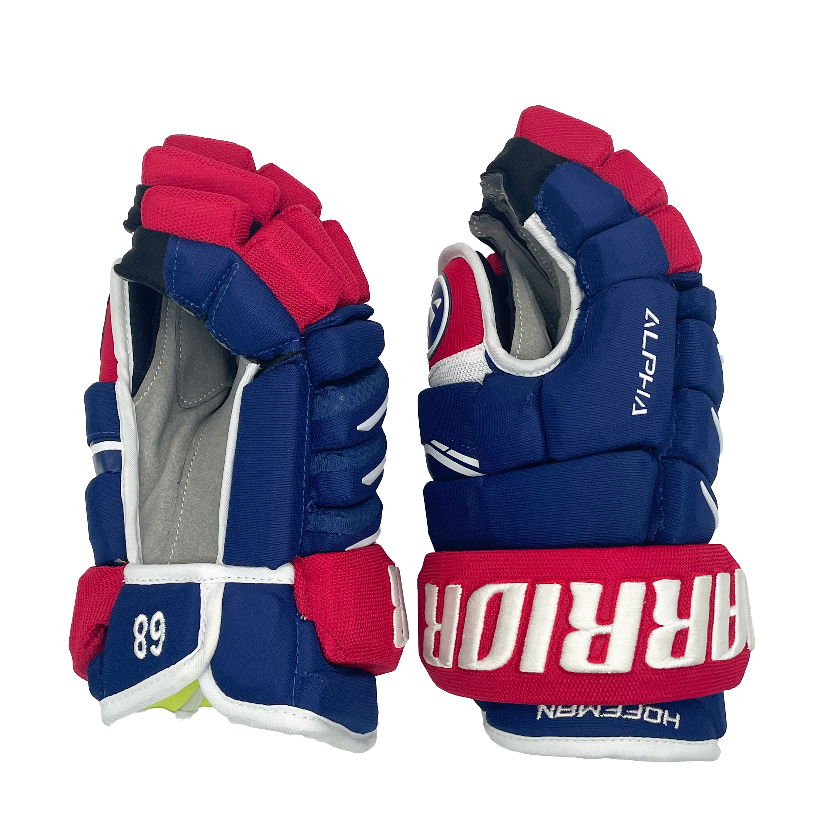 Warrior Alpha QX - Gant NHL Pro Stock - Mike Hoffman (Bleu/Rouge/Blanc)