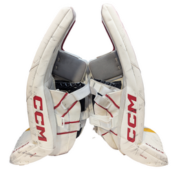 CCM Extreme Flex 6 - Ensemble complet de gardien de but senior AHL Pro Stock d'occasion (blanc/rouge/jaune)