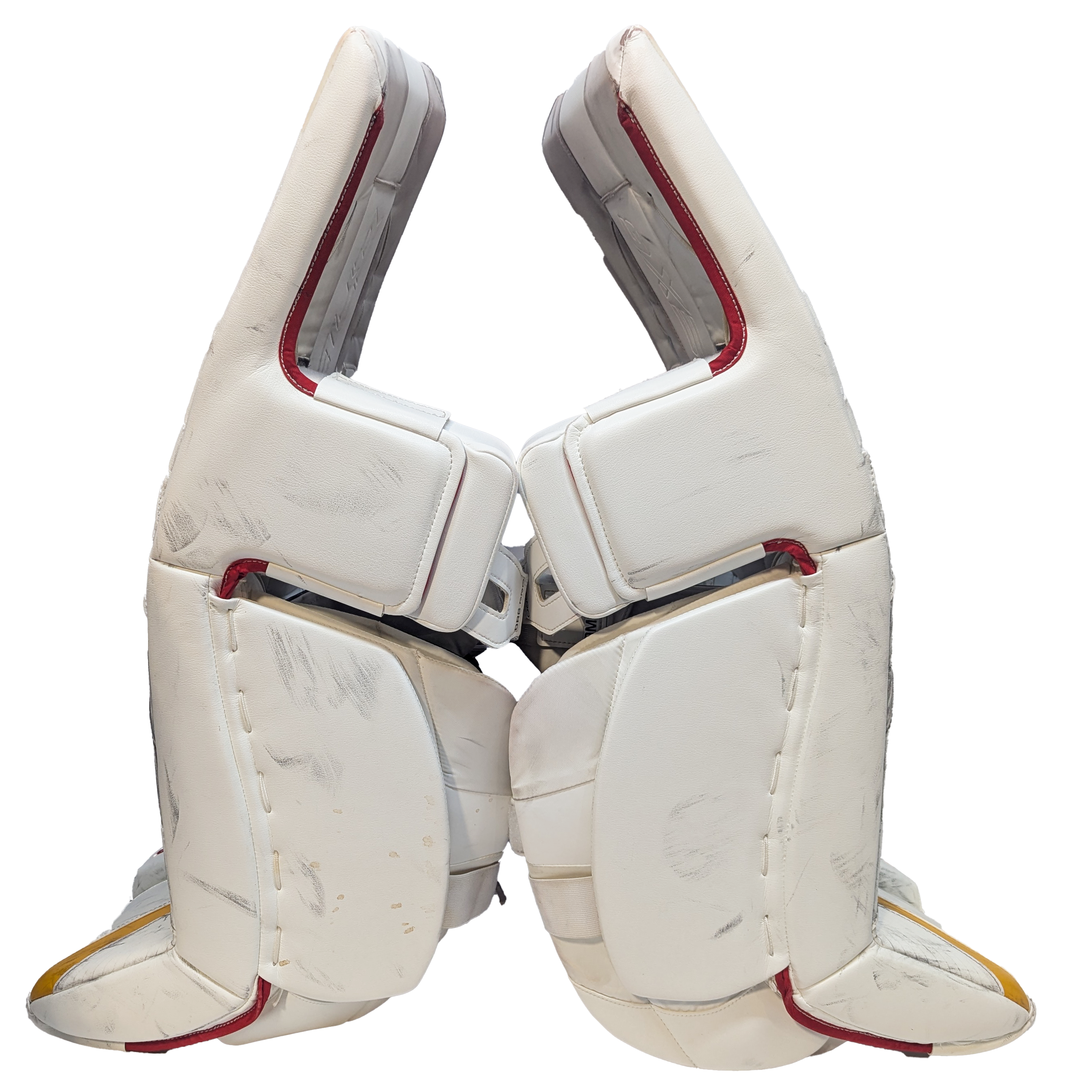 CCM Extreme Flex 6 - Ensemble complet de gardien de but senior AHL Pro Stock d'occasion (blanc/rouge/jaune)
