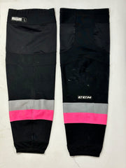 QMJHL - Used CCM Hockey Sock (Black/Silver/Pink)