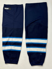 LHJMQ - Chaussette de hockey CCM usagée (bleu marine/bleu royal/blanc)