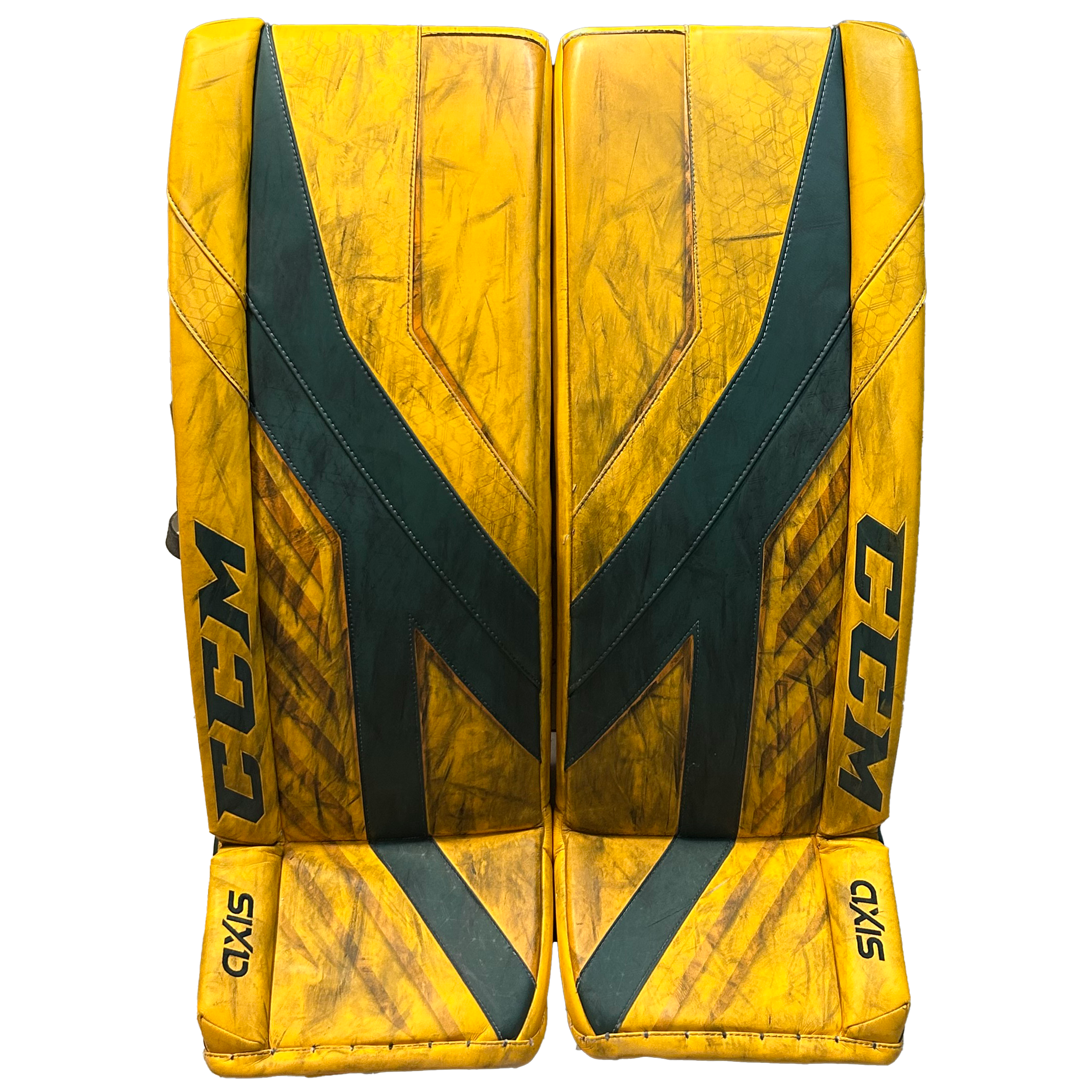 CCM Axis - Used Pro Stock Goalie Pads (Yellow/Green)