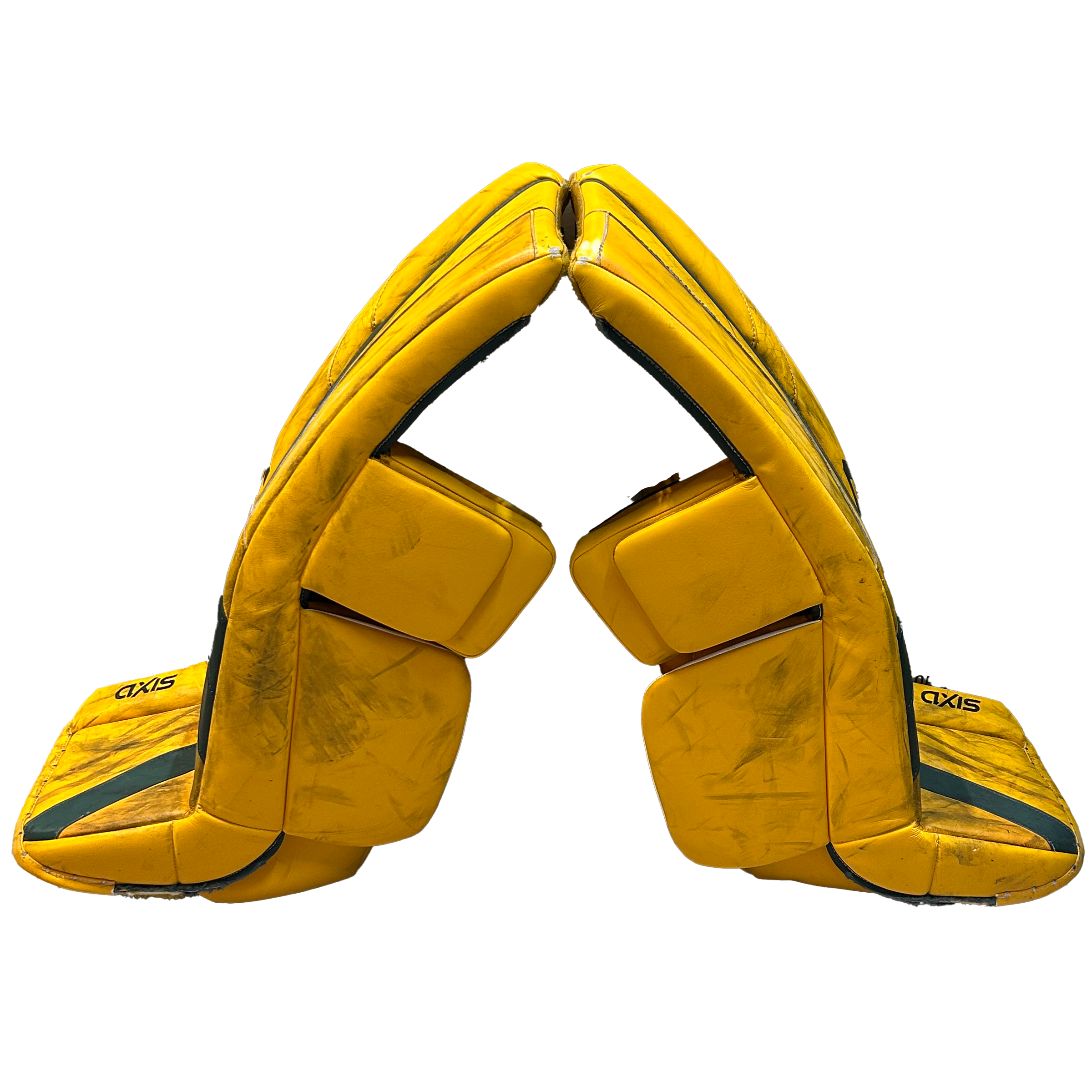 CCM Axis - Used Pro Stock Goalie Pads (Yellow/Green)