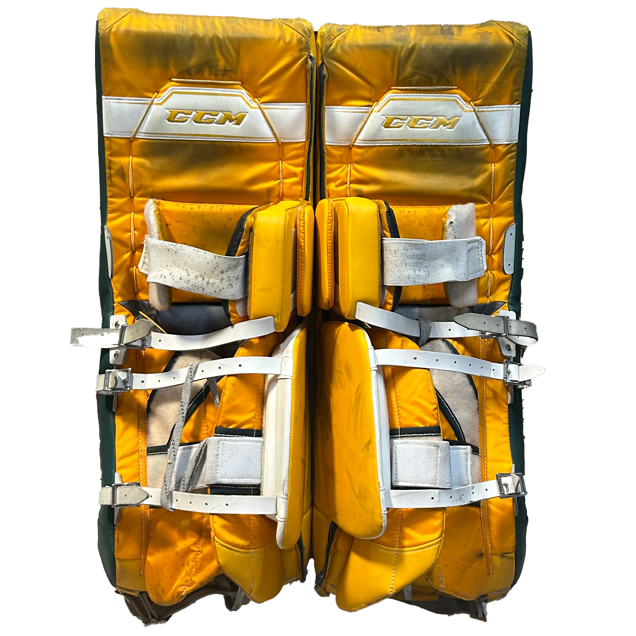 CCM Axis - Used Pro Stock Goalie Pads (Yellow/Green)