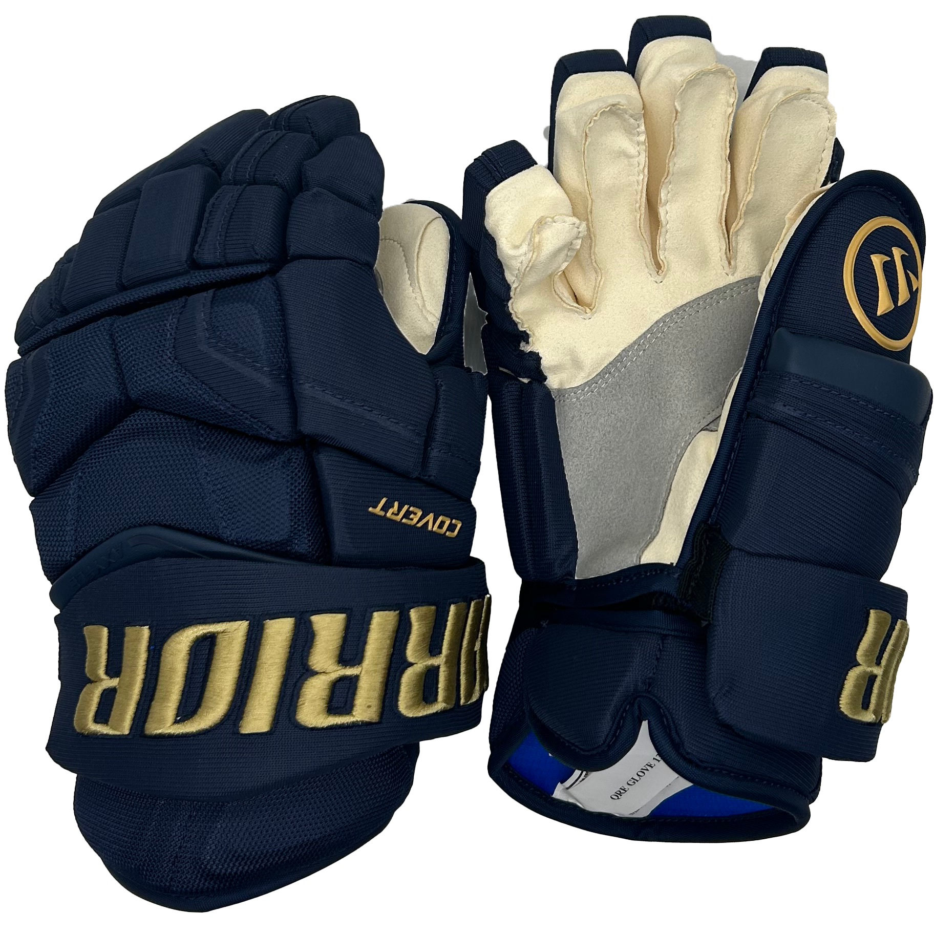 Warrior Covert QRE - PWHL Pro Stock Hockey Glove - Montreal Victoires (Navy/Gold)