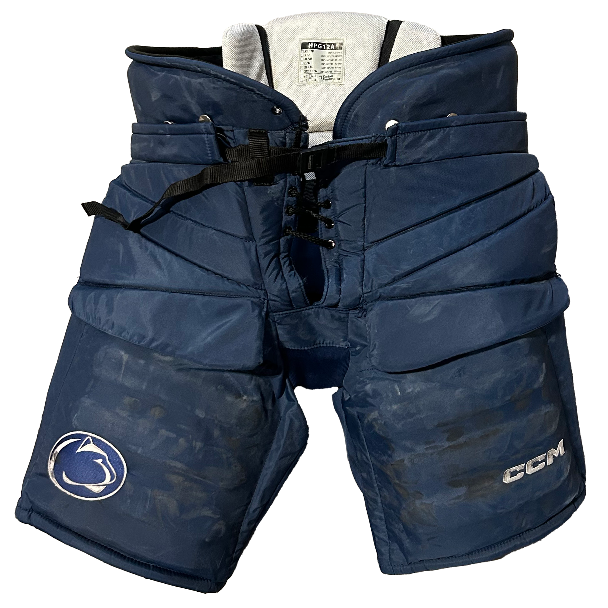 CCM HPG12A - NCAA Used Pro Stock Hockey Goalie Pants (Navy)