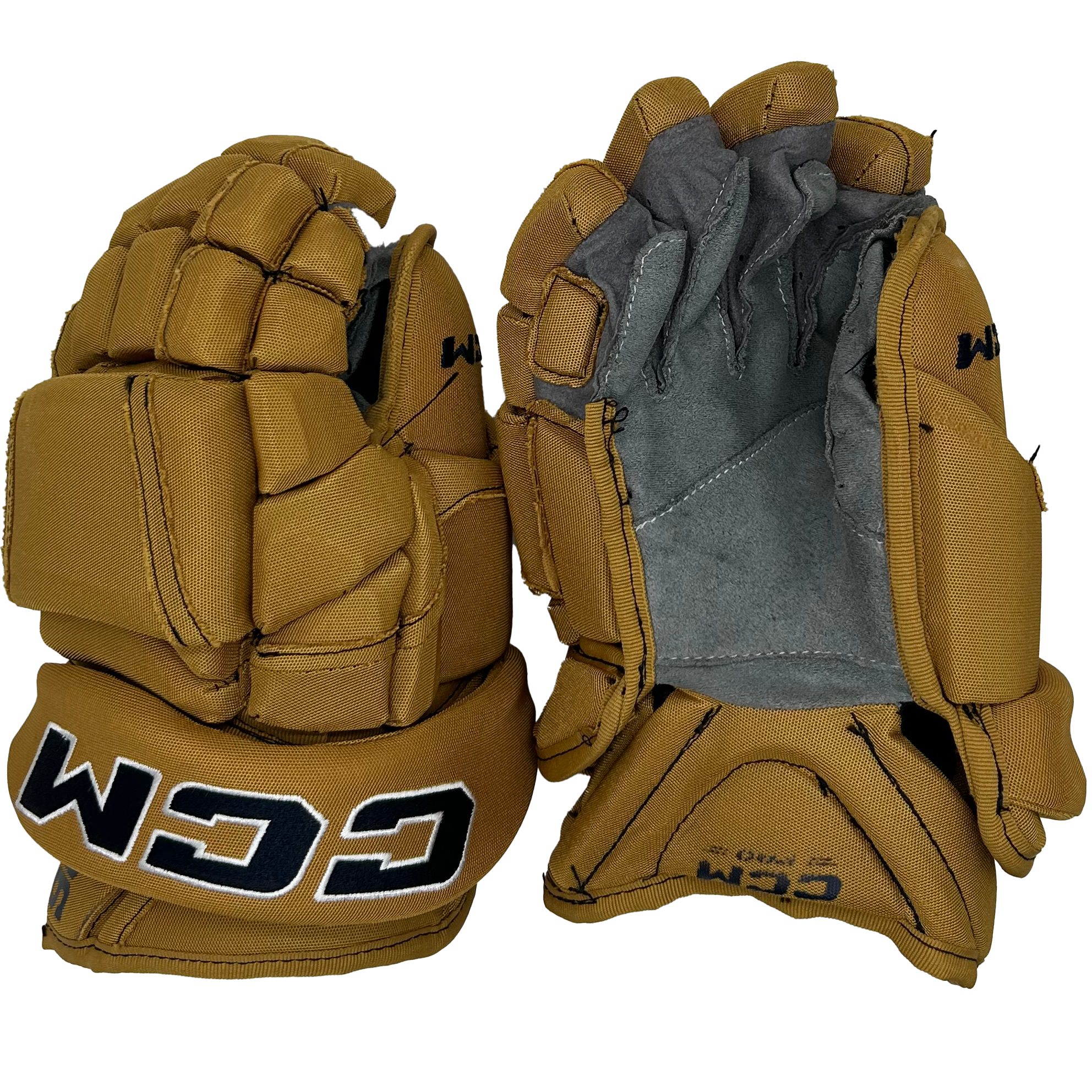 CCM HG12PP - Used NCAA Pro Stock Gloves (Gold/Navy)