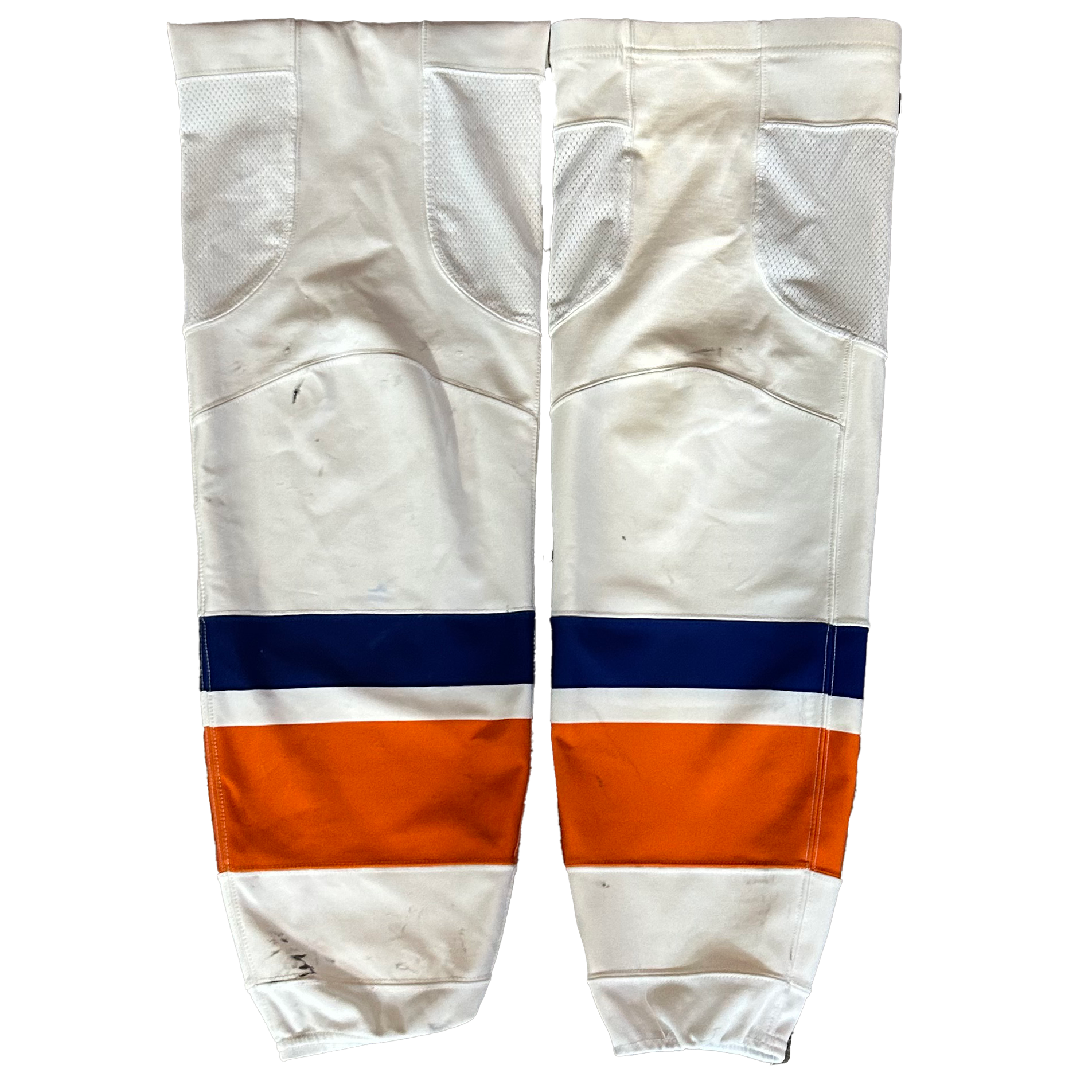 NHL - Used Adidas Pro Stock Hockey Socks - New York Islanders (White/Orange/Blue)