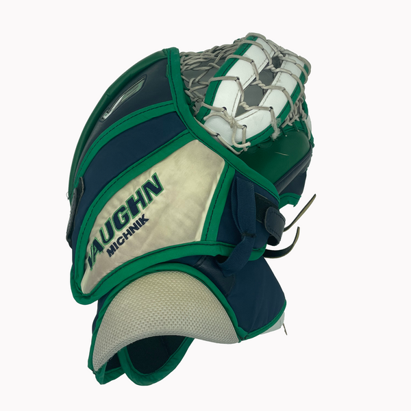 Vaughn Velocity V9 - Used Pro Stock Goalie Glove (Blue/Green/White)