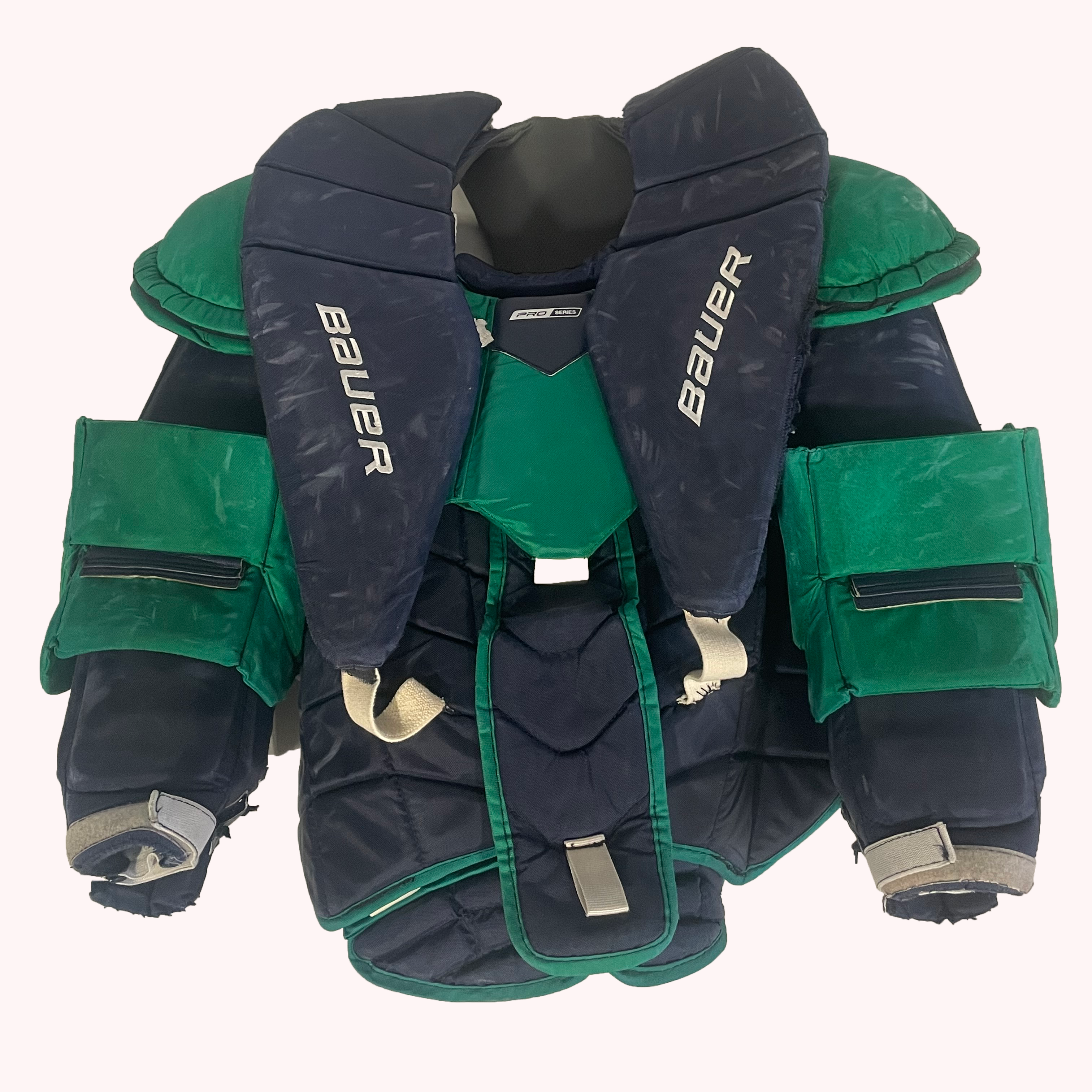 Bauer Pro Series - Plastron de gardien de but Pro Stock d'occasion (bleu marine/vert)