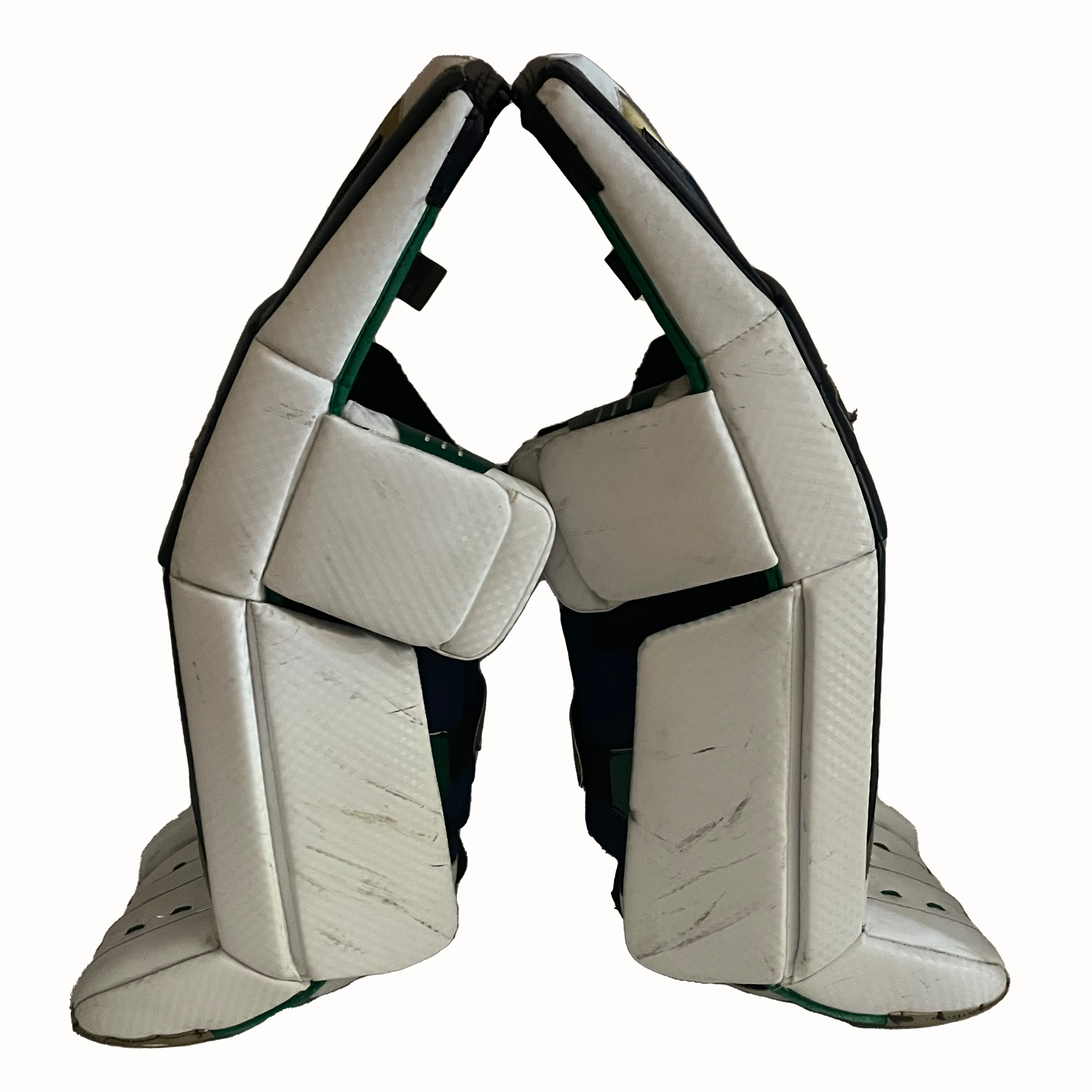 Vaughn Velocity V9 - Jambières de gardien senior Pro Stock d'occasion (bleu marine/blanc/vert)