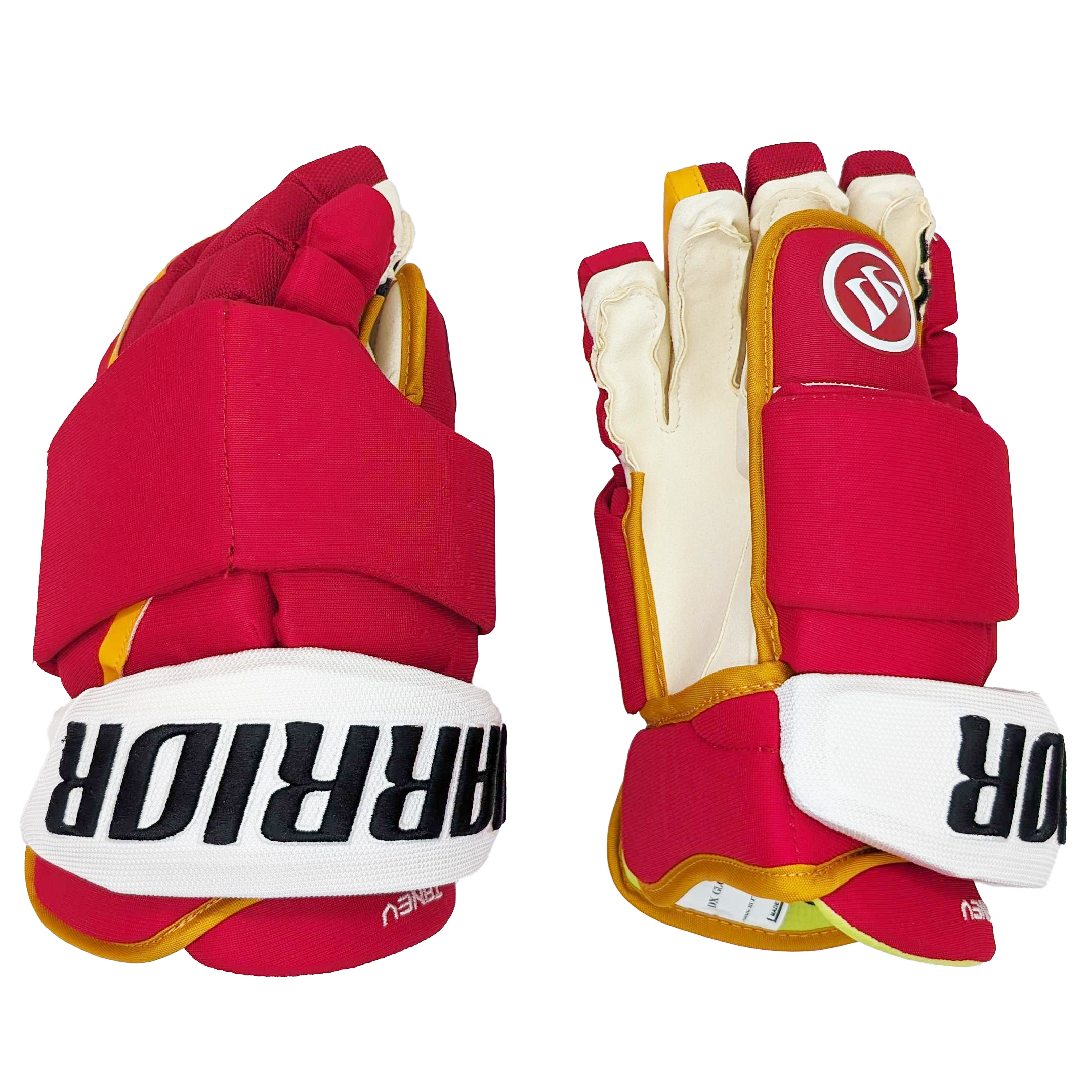 Warrior Alpha DX - NHL Pro Stock Glove - Chris Tanev (Red/Yellow/White)
