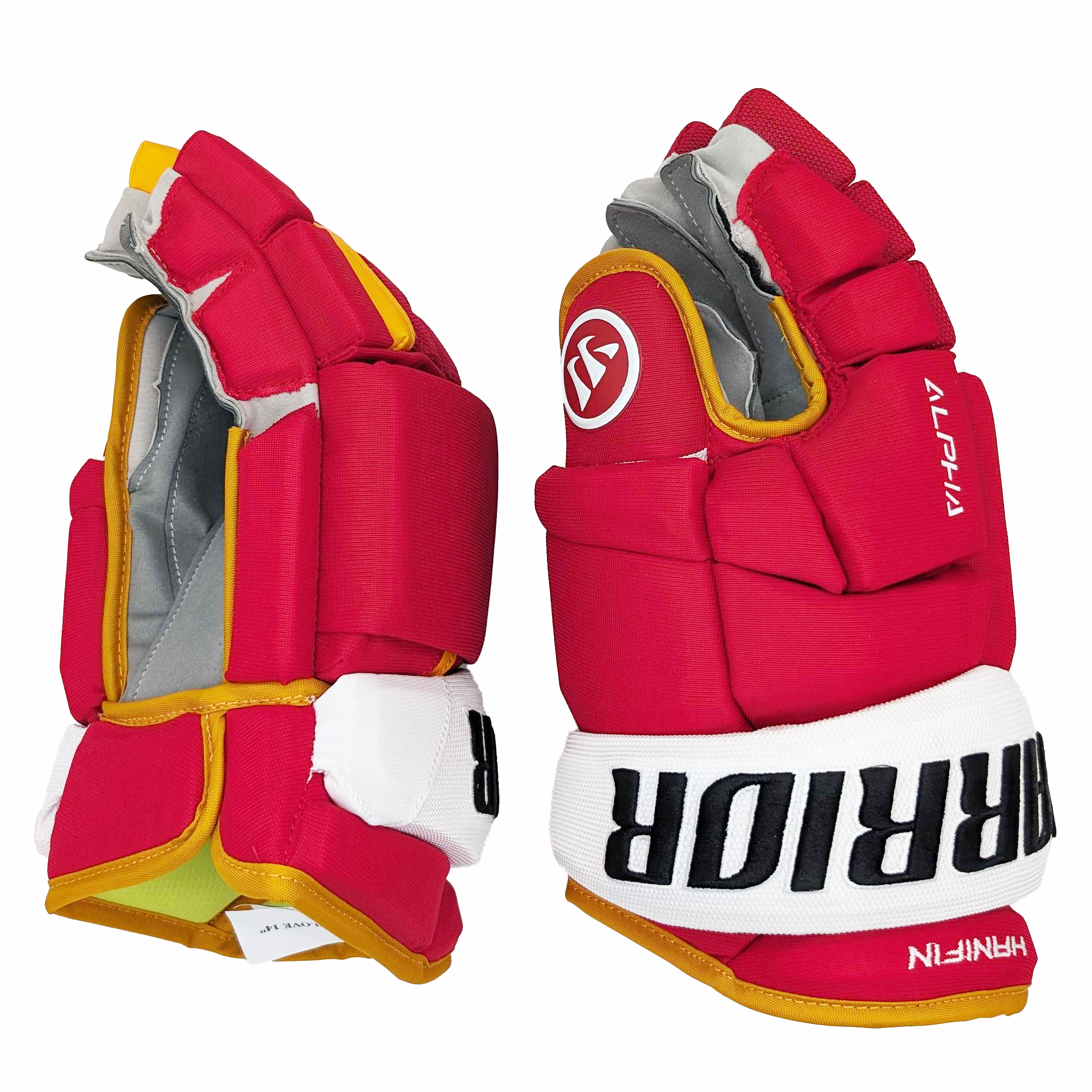 Warrior Alpha DX - NHL Pro Stock Glove - Noah Hanifin (Red/Yellow/White)