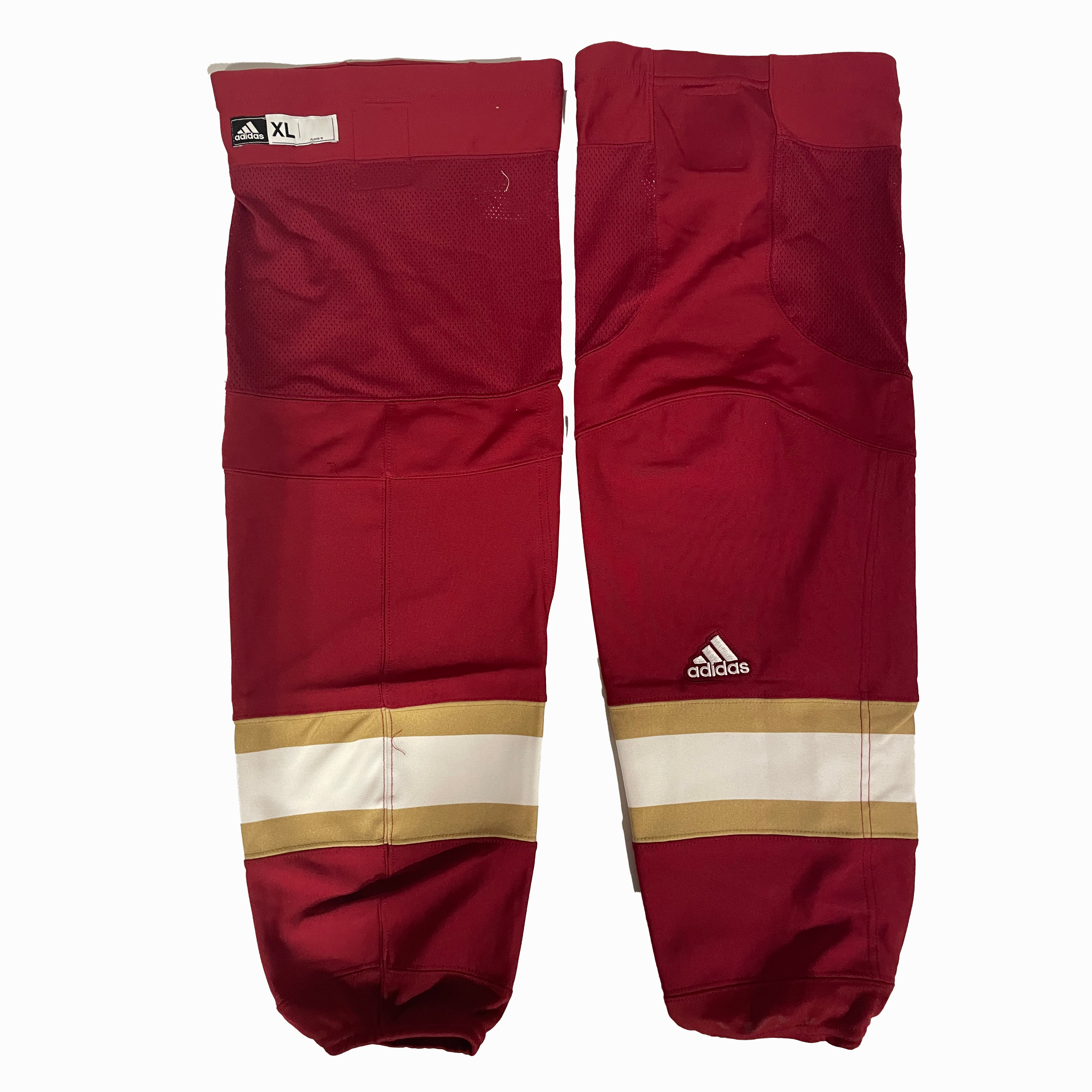 NCAA - Chaussettes de hockey Adidas d'occasion (marron/doré/blanc)