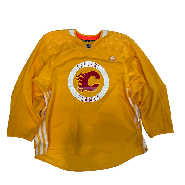 NHL Calgary Flames Used Adidas Practice Jersey (Yellow)