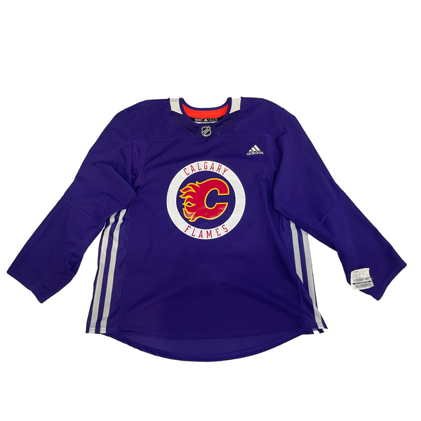 NHL Calgary Flames New Adidas Practice Jersey Purple HockeyStickMan Canada