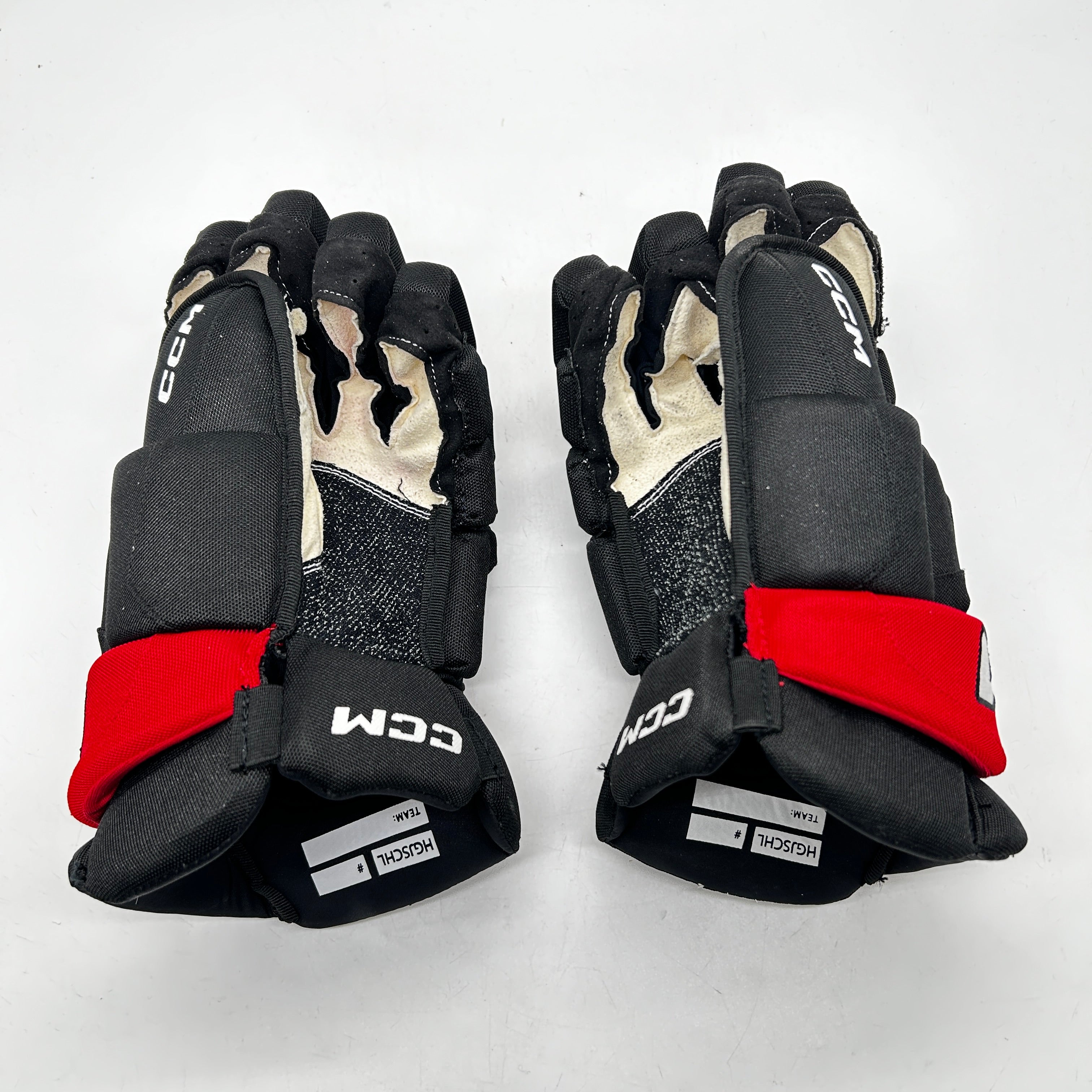 CCM HGJSCHL - Used Pro Stock Hockey Gloves (Black/Red)
