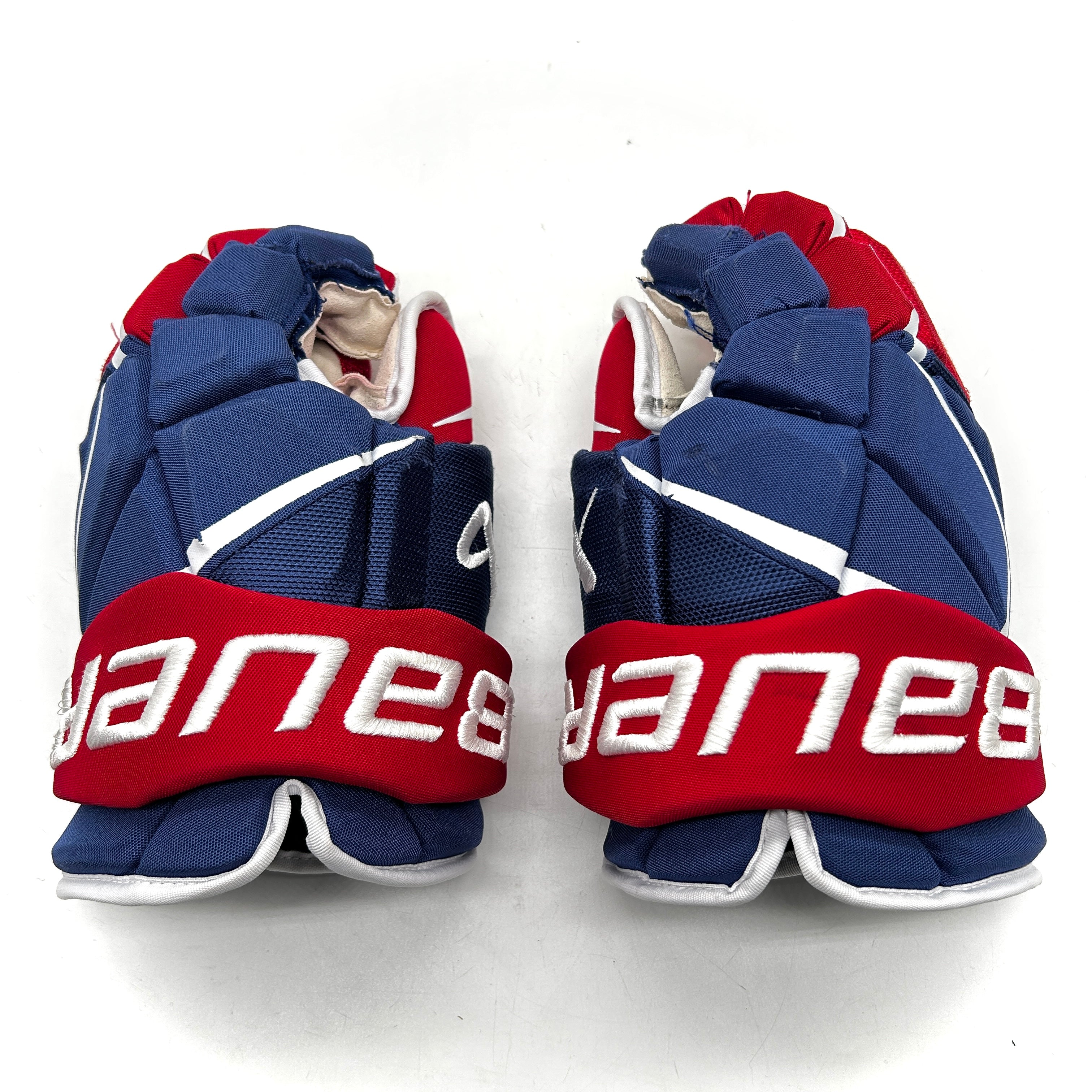 Bauer Vapor Hyperlite - Used NHL Pro Stock Glove - Justin Barron (Blue/Red/White) #2