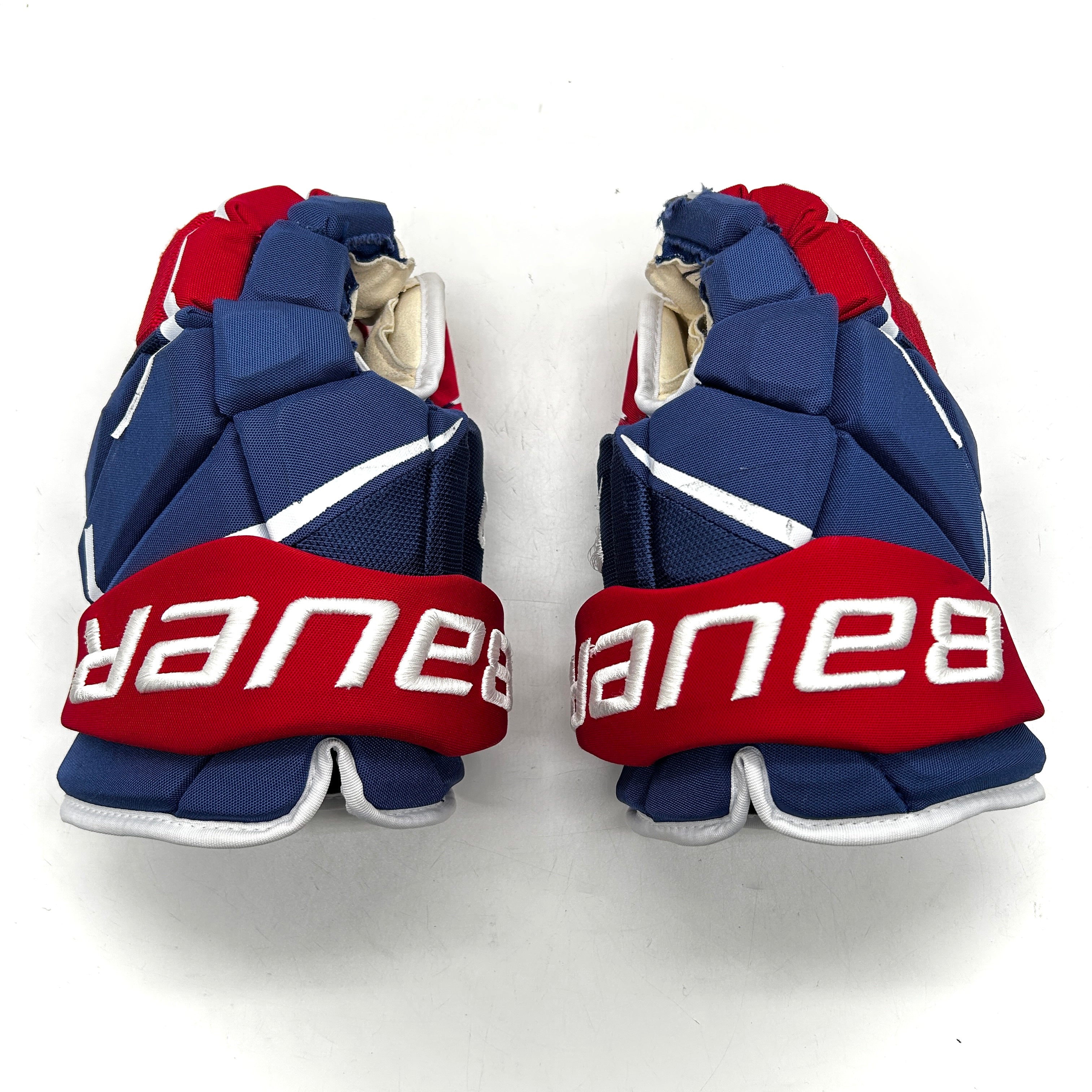 Bauer Vapor Hyperlite - Used NHL Pro Stock Glove - Justin Barron (Blue/Red/White) #3
