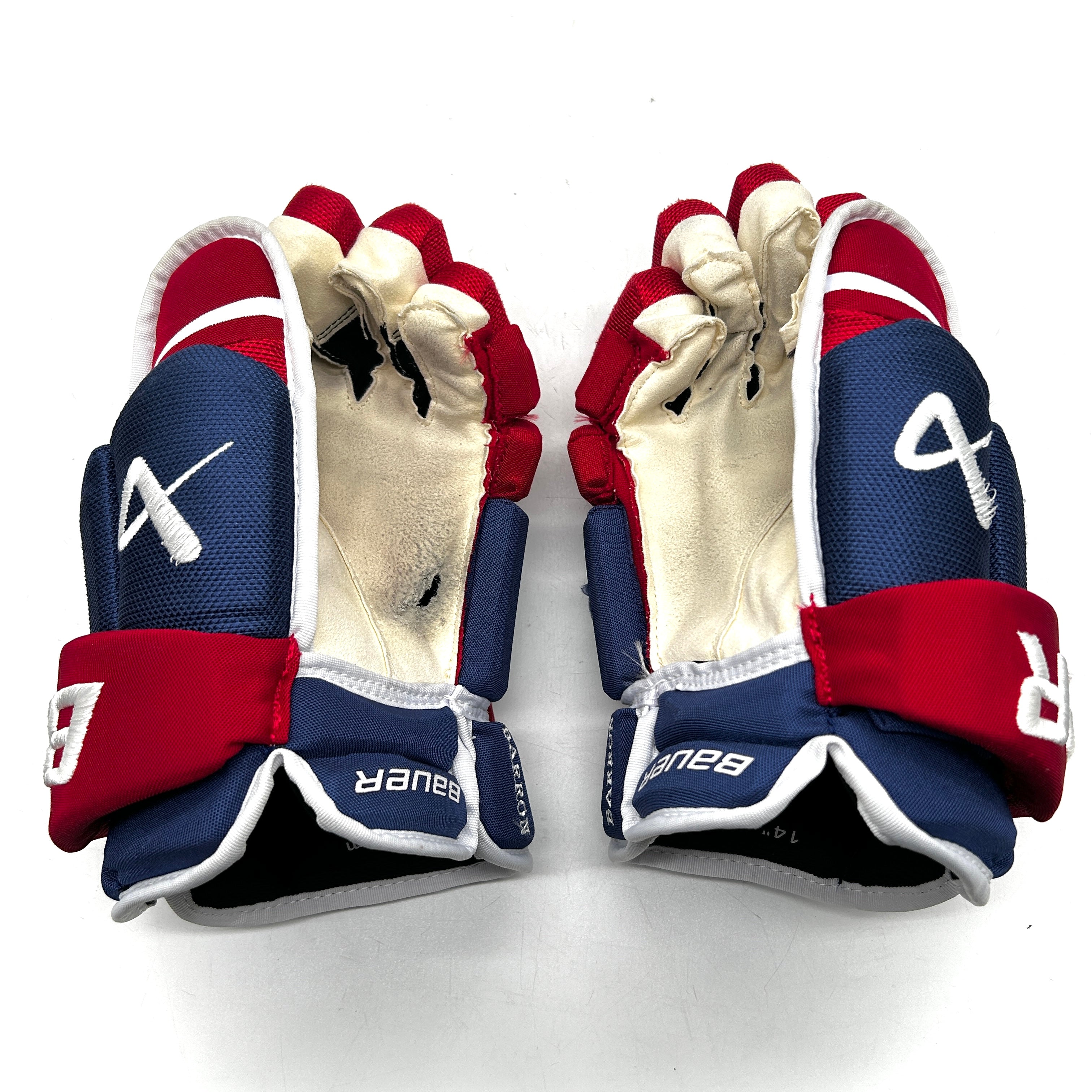 Bauer Vapor Hyperlite - Used NHL Pro Stock Glove - Justin Barron (Blue/Red/White) #3
