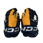 CCM HGTKXP - Gants NCAA Pro Stock d'occasion (bleu marine/jaune)
