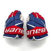 Bauer Vapor Hyperlite - Used NHL Pro Stock Glove - Justin Barron (Blue/Red/White)