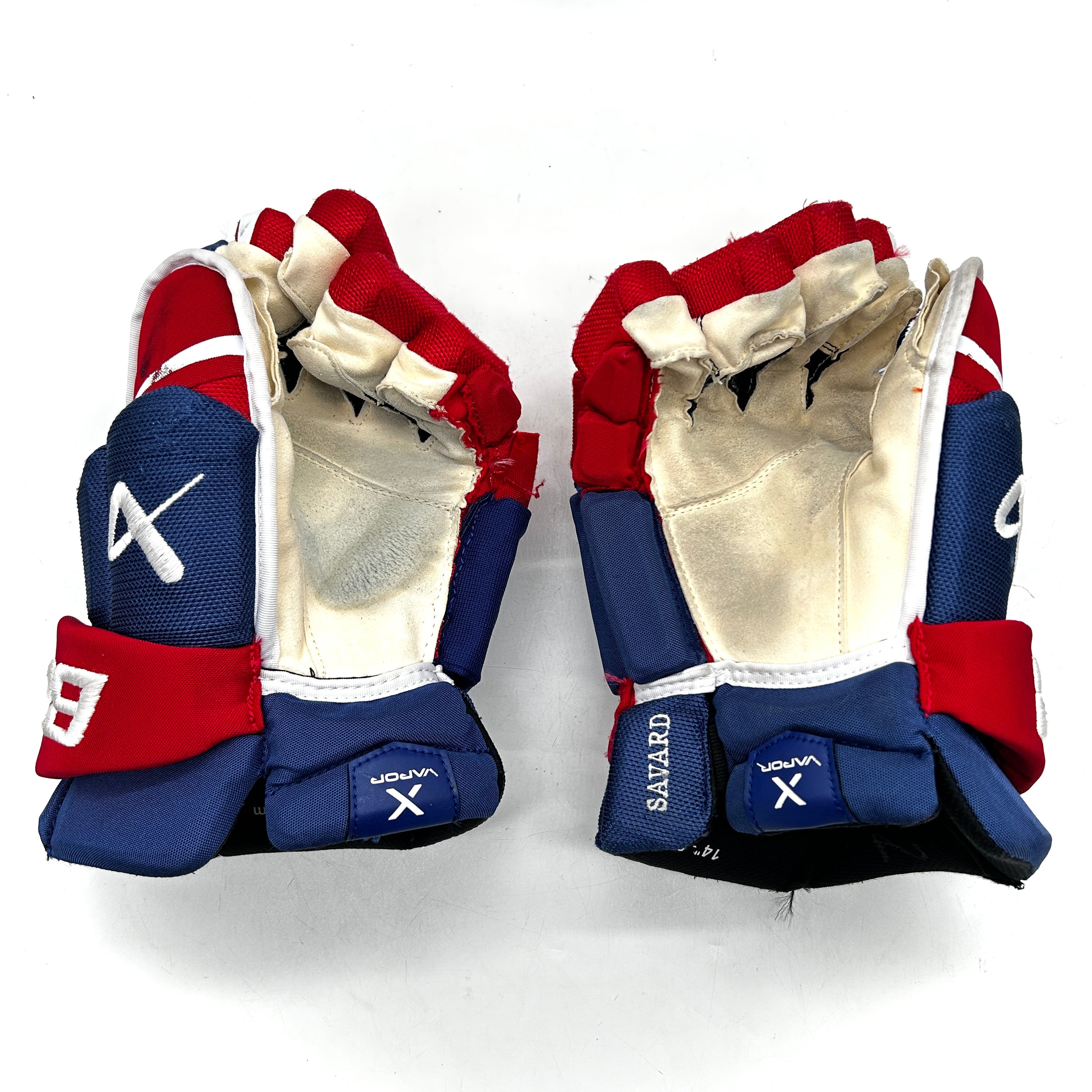 Bauer Vapor Hyperlite - Used NHL Pro Stock Glove - David Savard (Blue/Red/White)