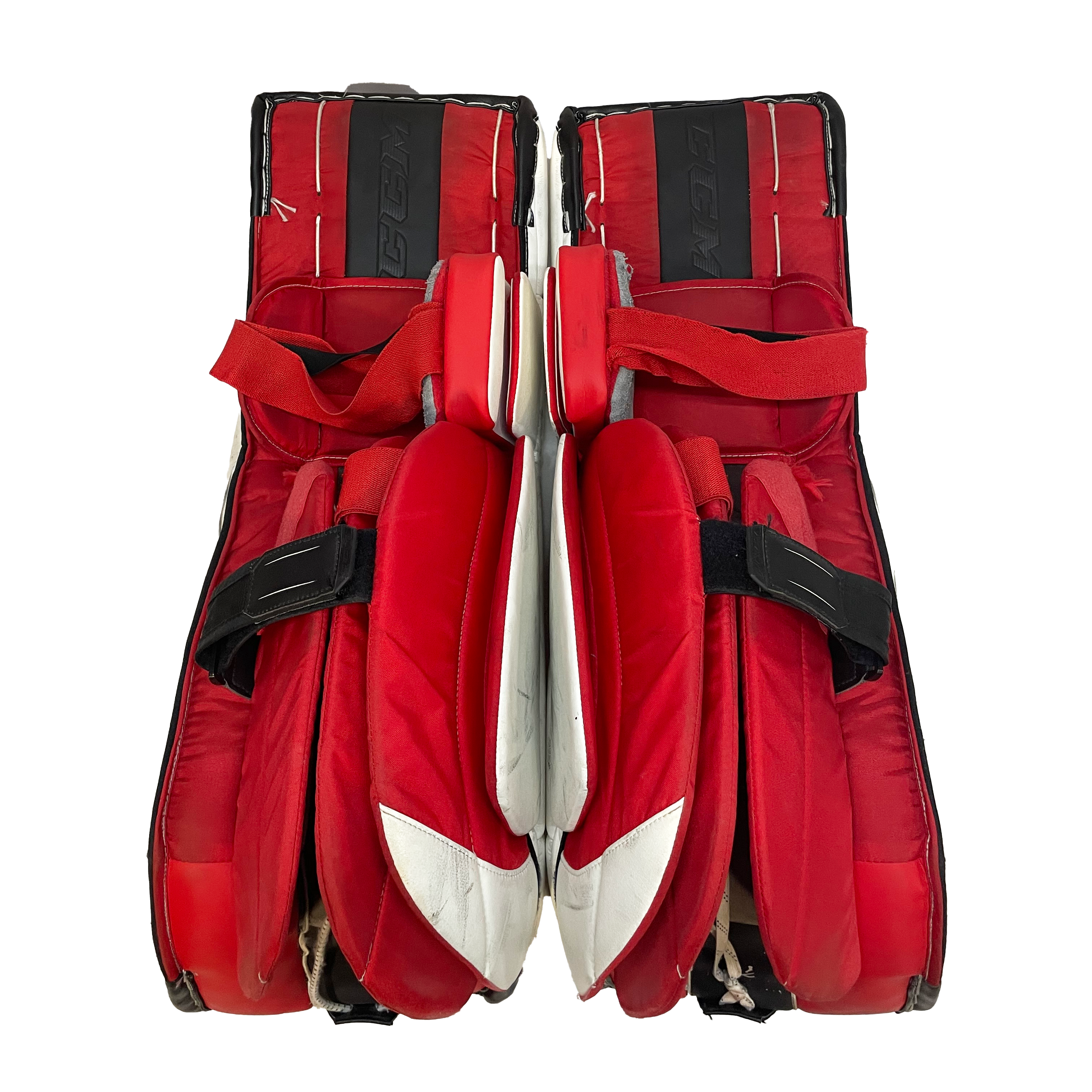CCM Extreme Flex 5 - Jambières de gardien de but Pro d'occasion (blanc/rouge/noir)