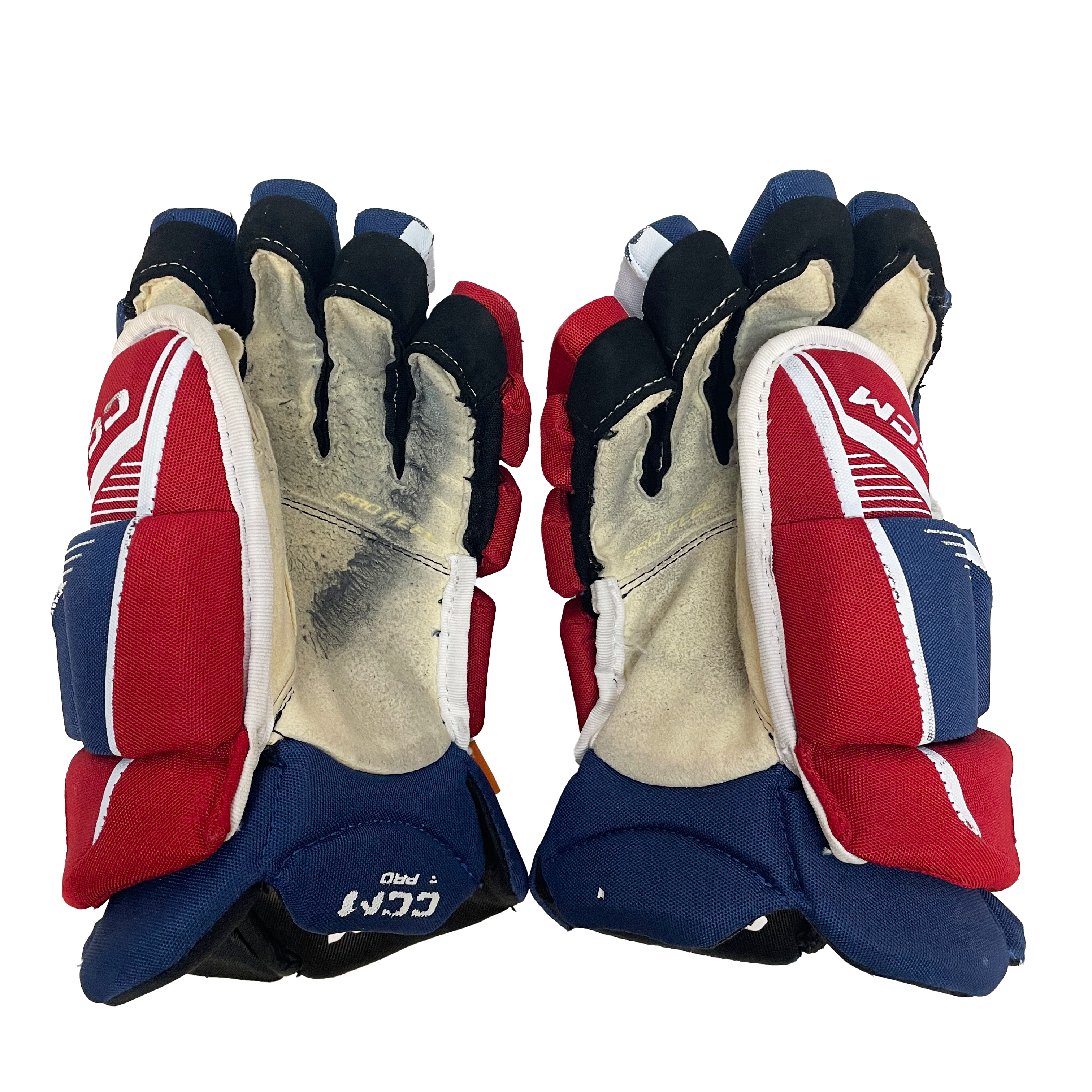 CCM HGJS - Used NHL Pro Stock Hockey Glove - Montreal Canadiens (Blue/White/Red)